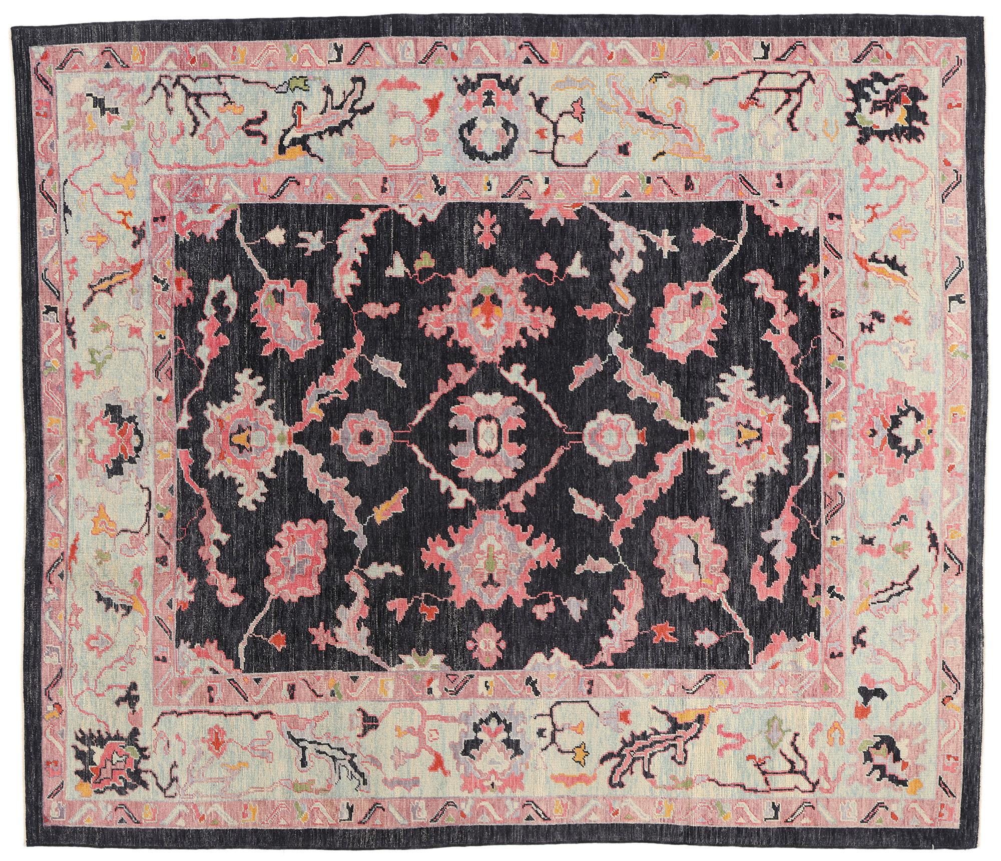 New Contemporary Bunte Türkische Oushak Teppich, 09'07 x 11'01 im Angebot 5