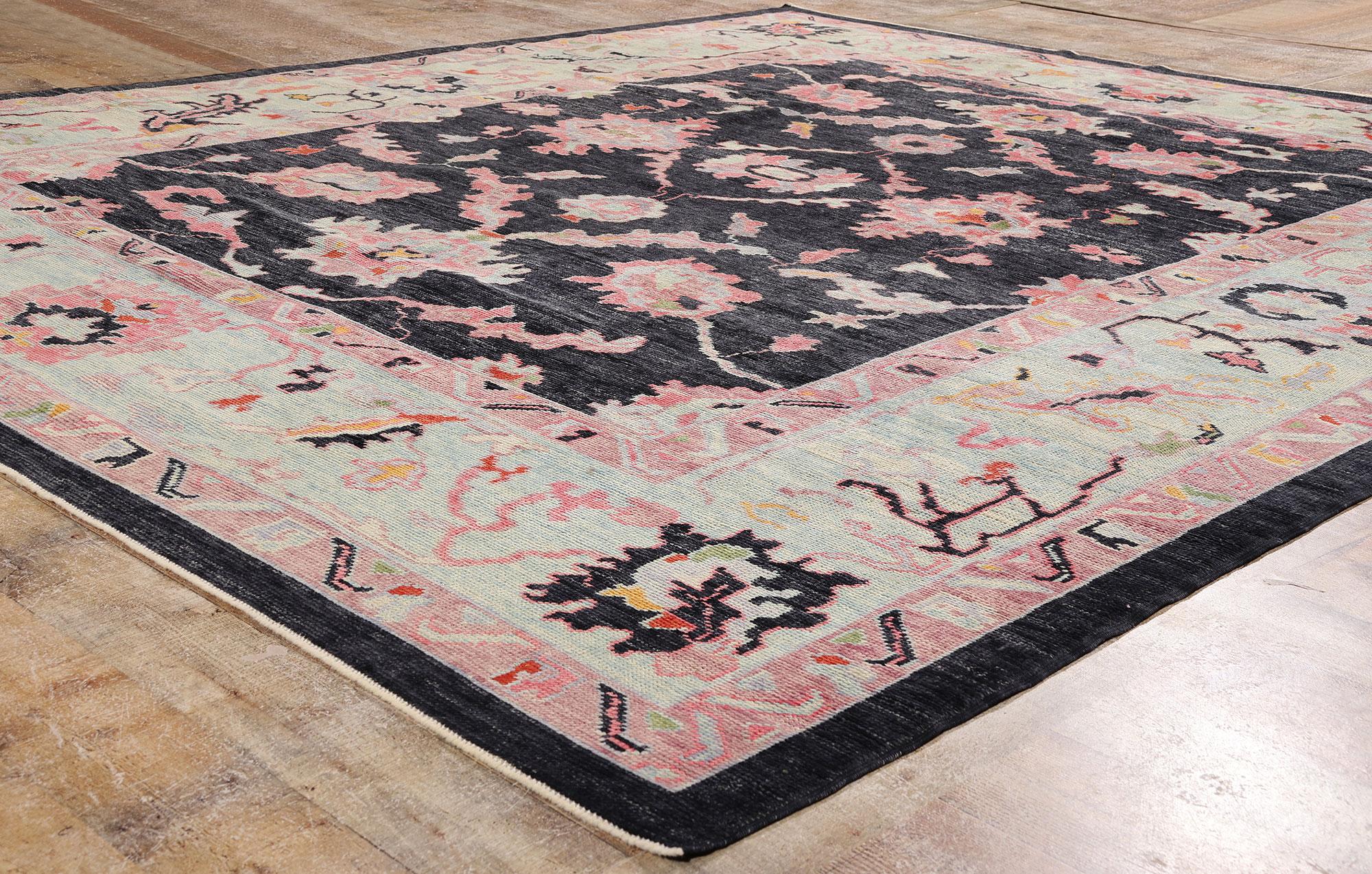 New Contemporary Bunte Türkische Oushak Teppich, 09'07 x 11'01 (Handgeknüpft) im Angebot