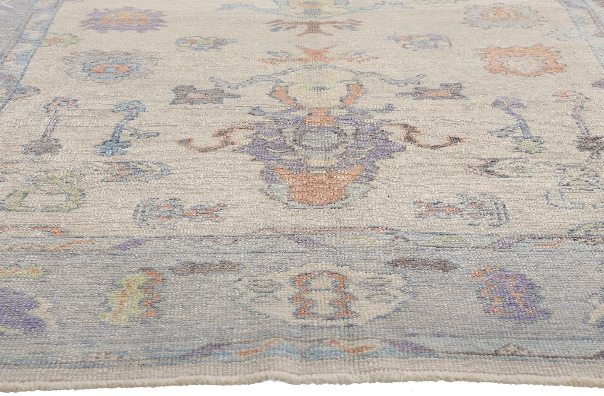 New Modern Colorful Turkish Oushak Carpet with Contemporary Style In New Condition For Sale In Dallas, TX