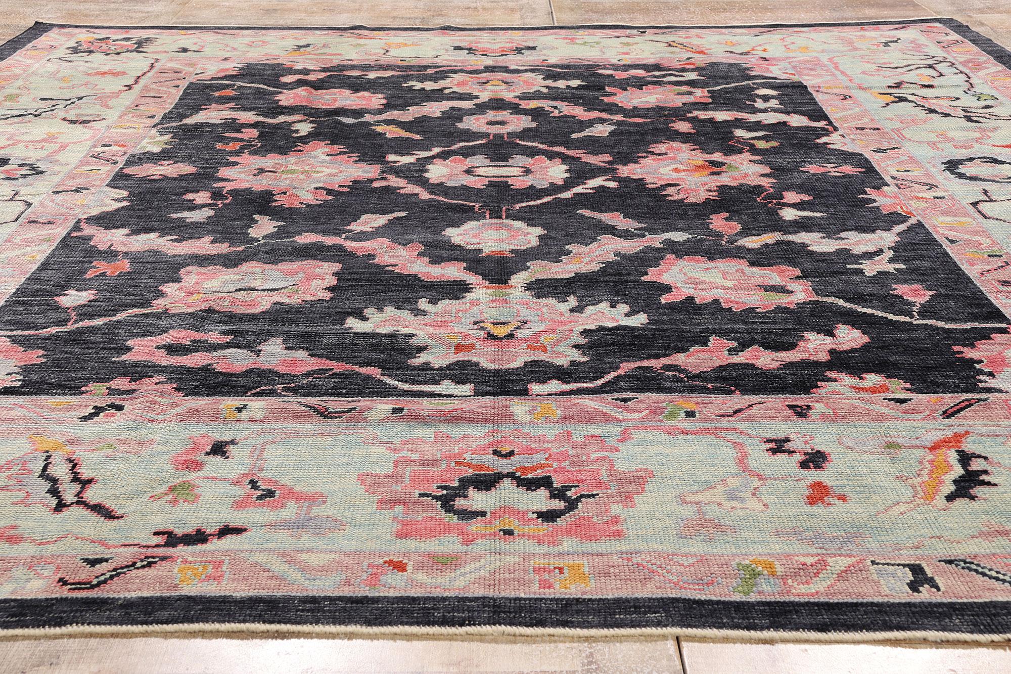 New Contemporary Bunte Türkische Oushak Teppich, 09'07 x 11'01 (Wolle) im Angebot