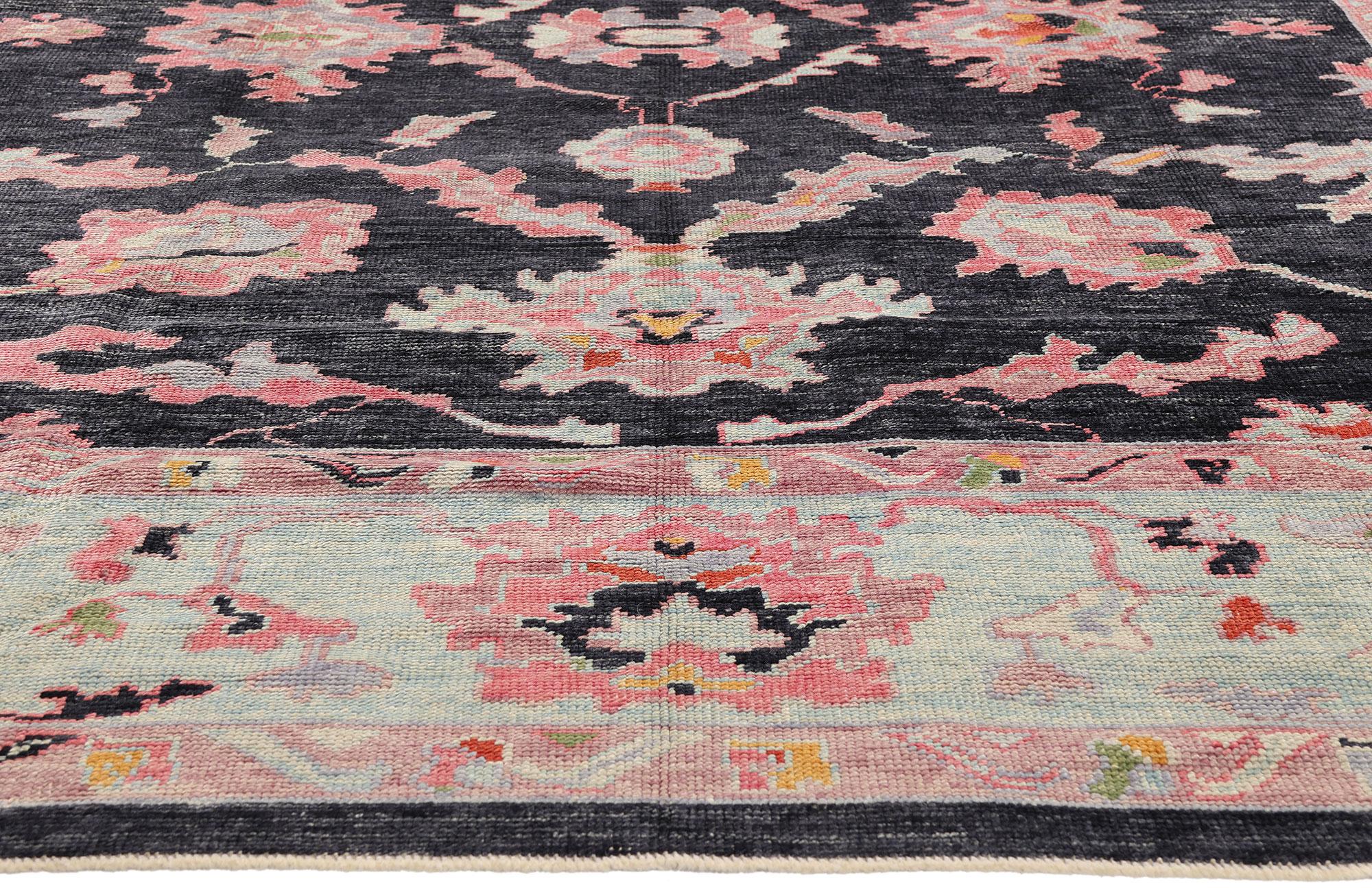 New Contemporary Bunte Türkische Oushak Teppich, 09'07 x 11'01 im Angebot 1