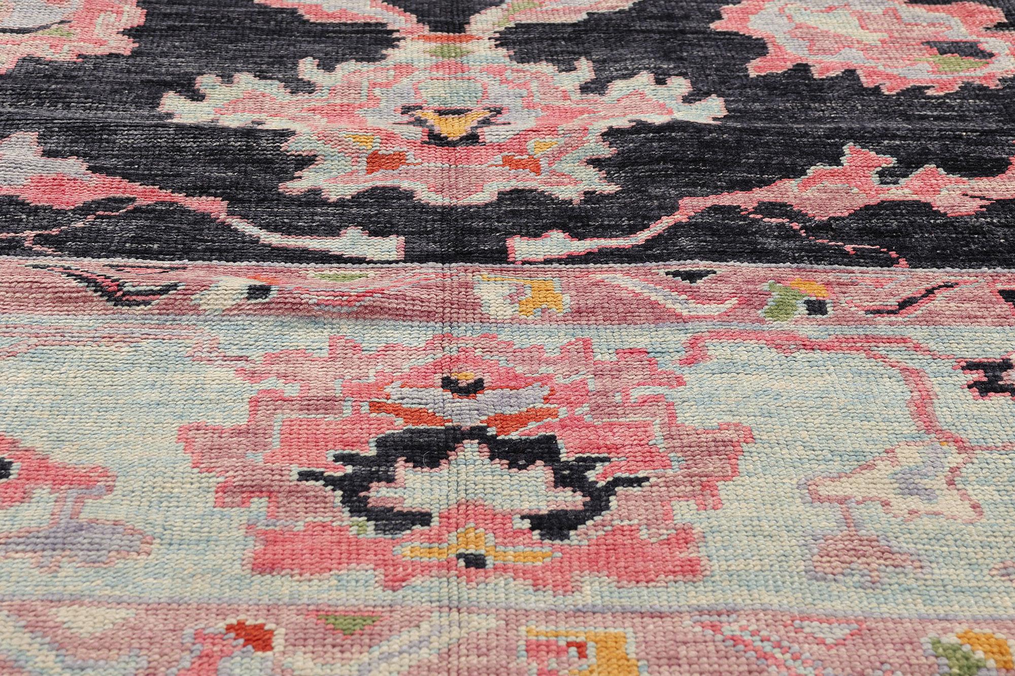 New Contemporary Bunte Türkische Oushak Teppich, 09'07 x 11'01 im Angebot 2