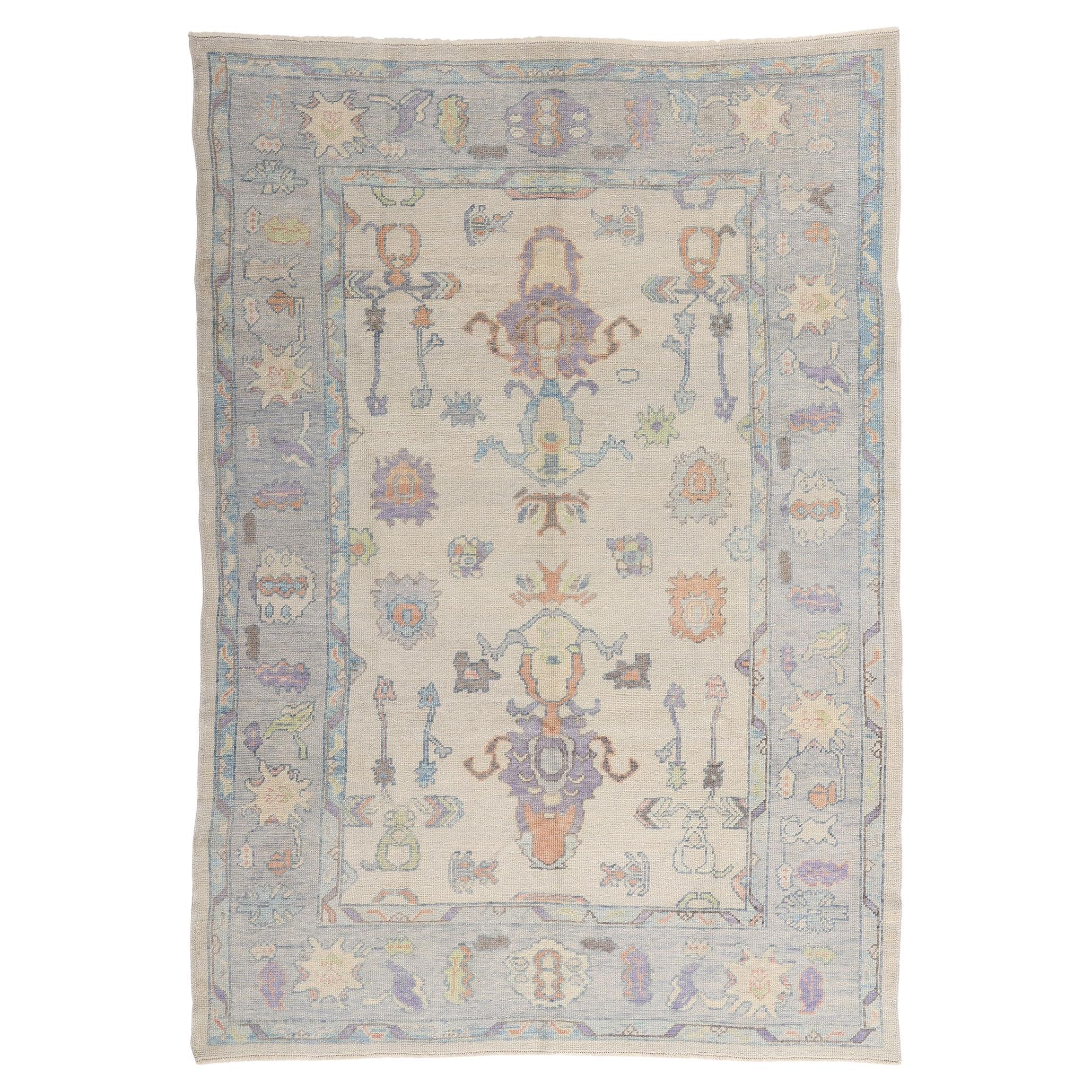 New Modern Colorful Turkish Oushak Carpet with Contemporary Style