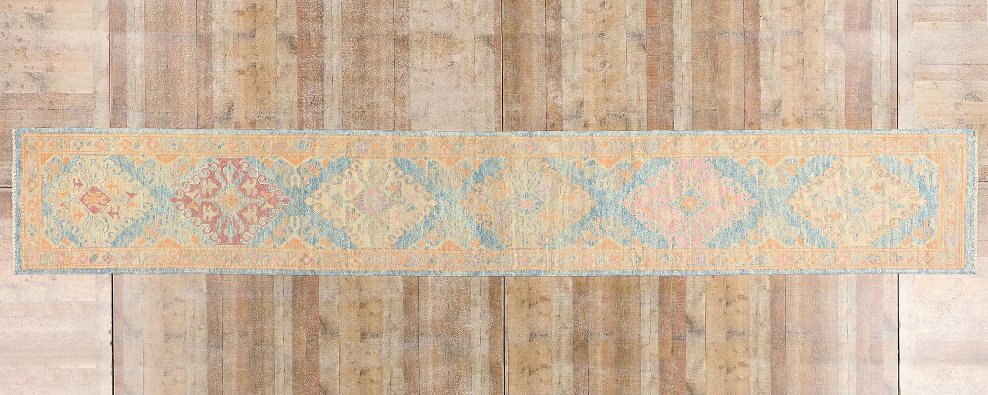 New Modern Colorful Turkish Oushak Carpet with Transitional Style For Sale 4