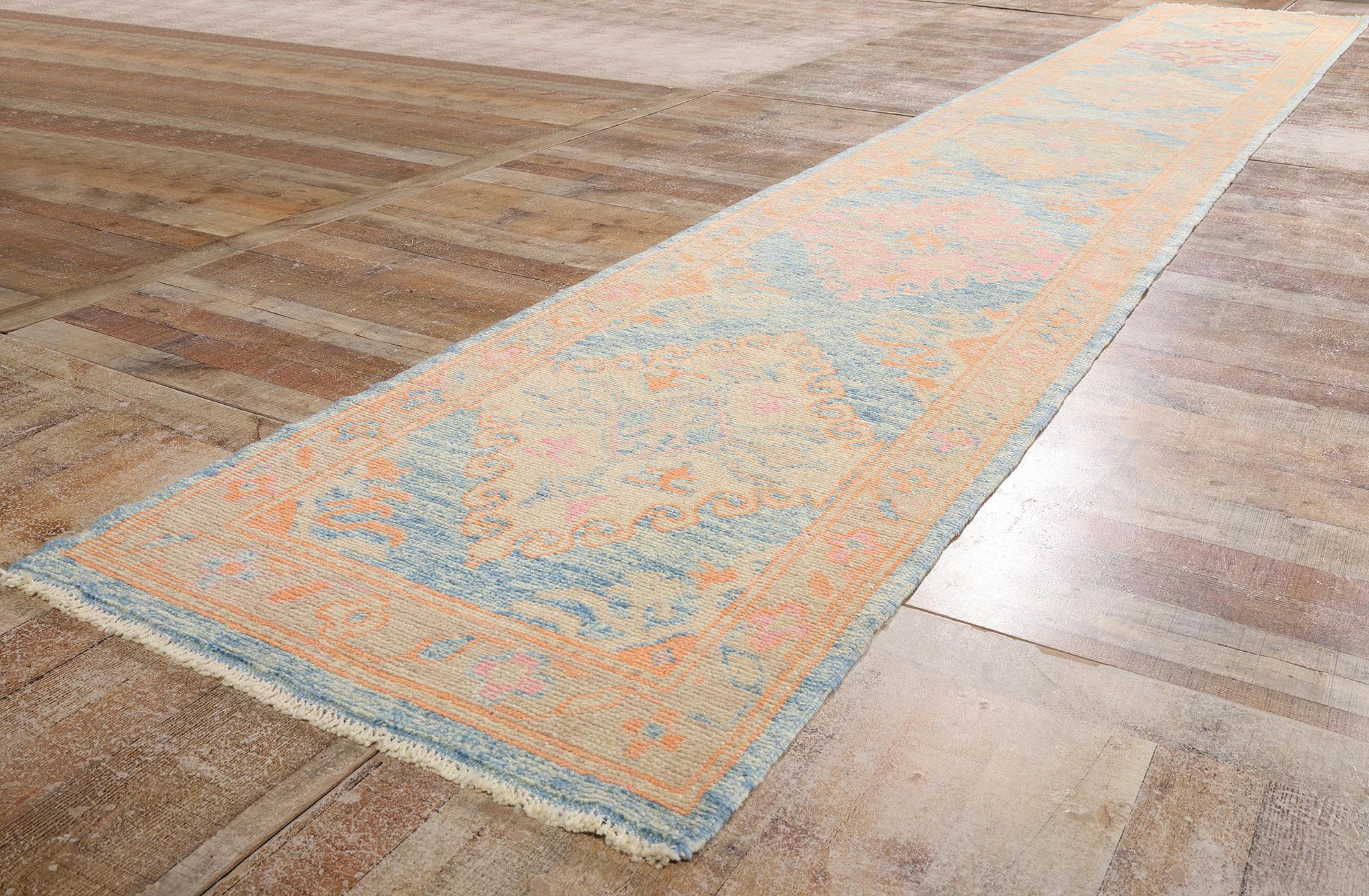 Wool New Modern Colorful Turkish Oushak Carpet with Transitional Style For Sale