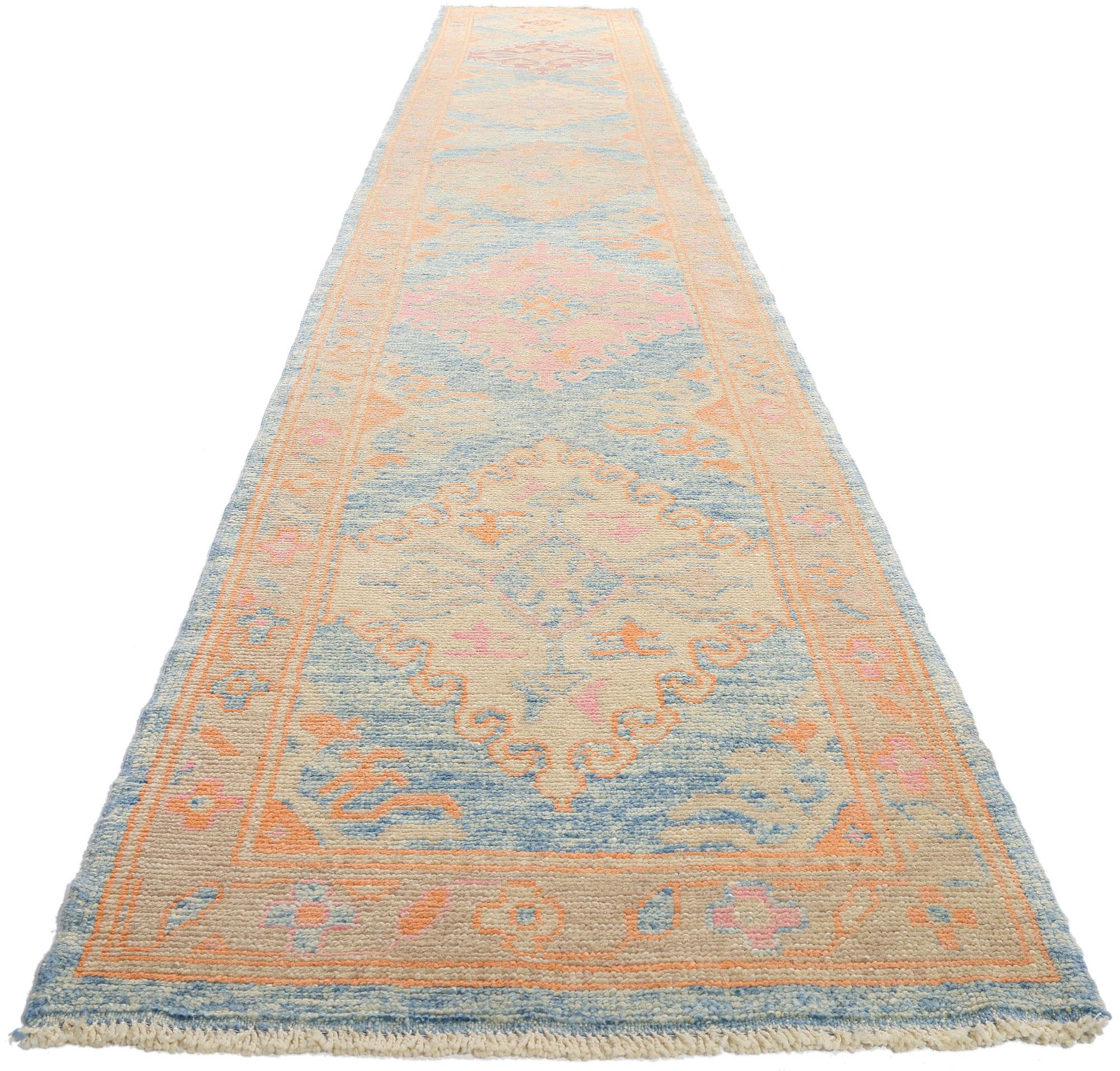 New Modern Colorful Turkish Oushak Carpet with Transitional Style For Sale 1