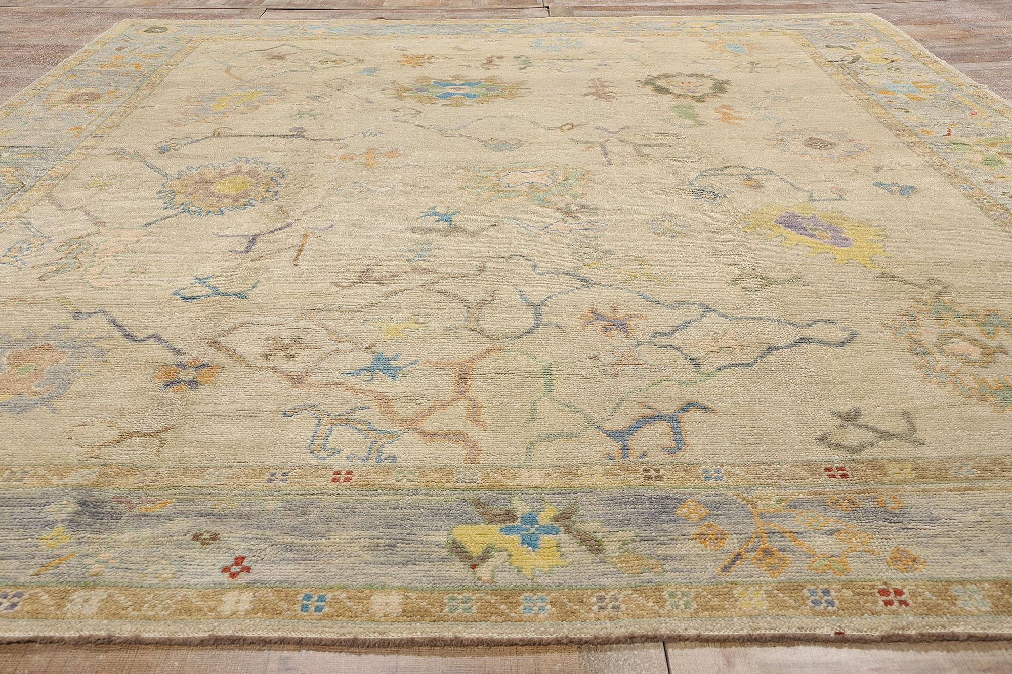New Modern Colorful Turkish Oushak Carpet with Transitional Style For Sale 1