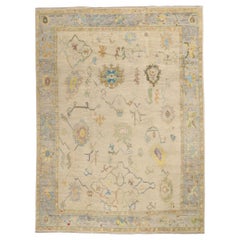 New Modern Colorful Turkish Oushak Carpet with Transitional Style