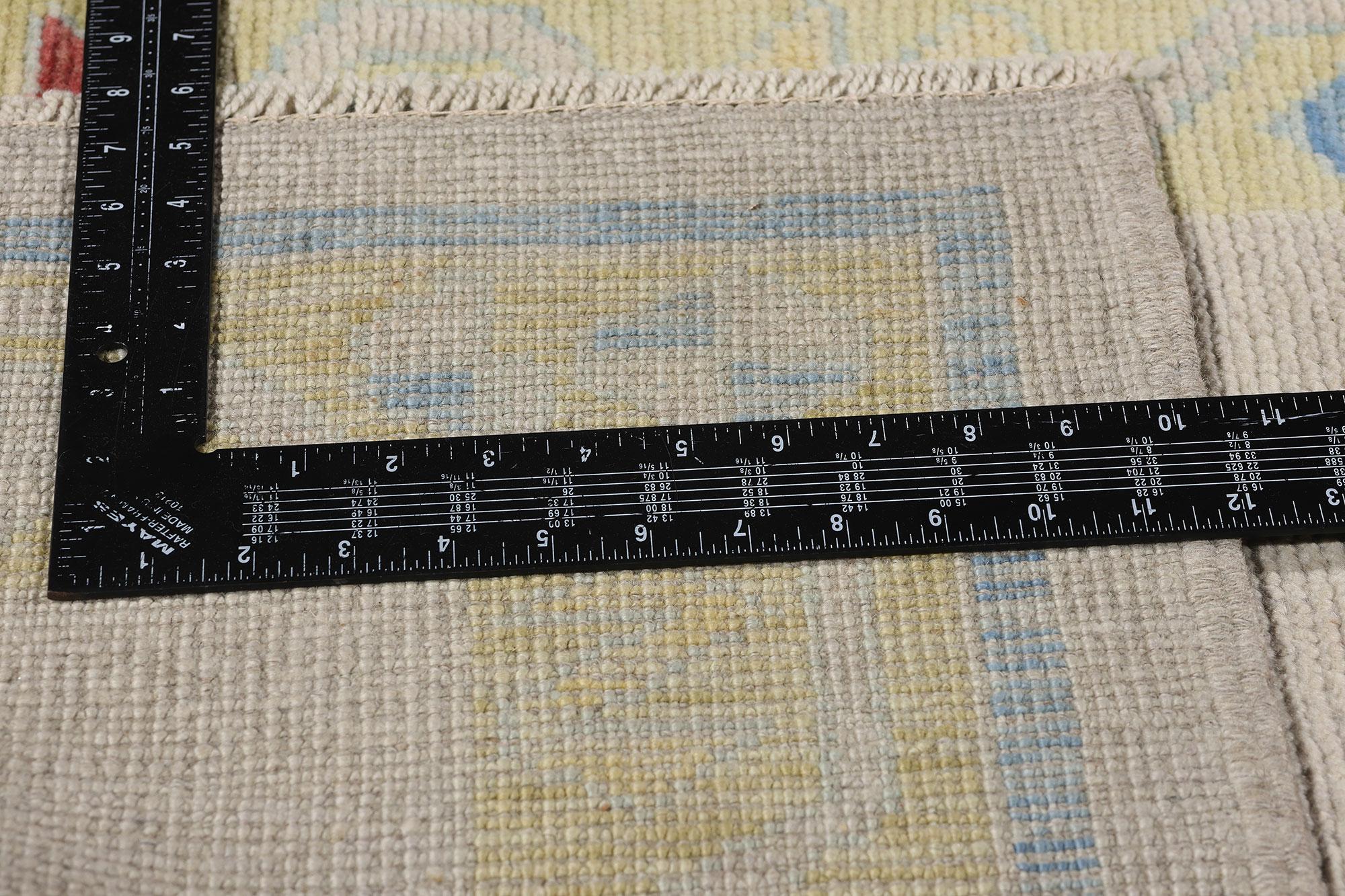 Hand-Knotted New Modern Colorful Turkish Oushak Carpet with Tribal Style For Sale