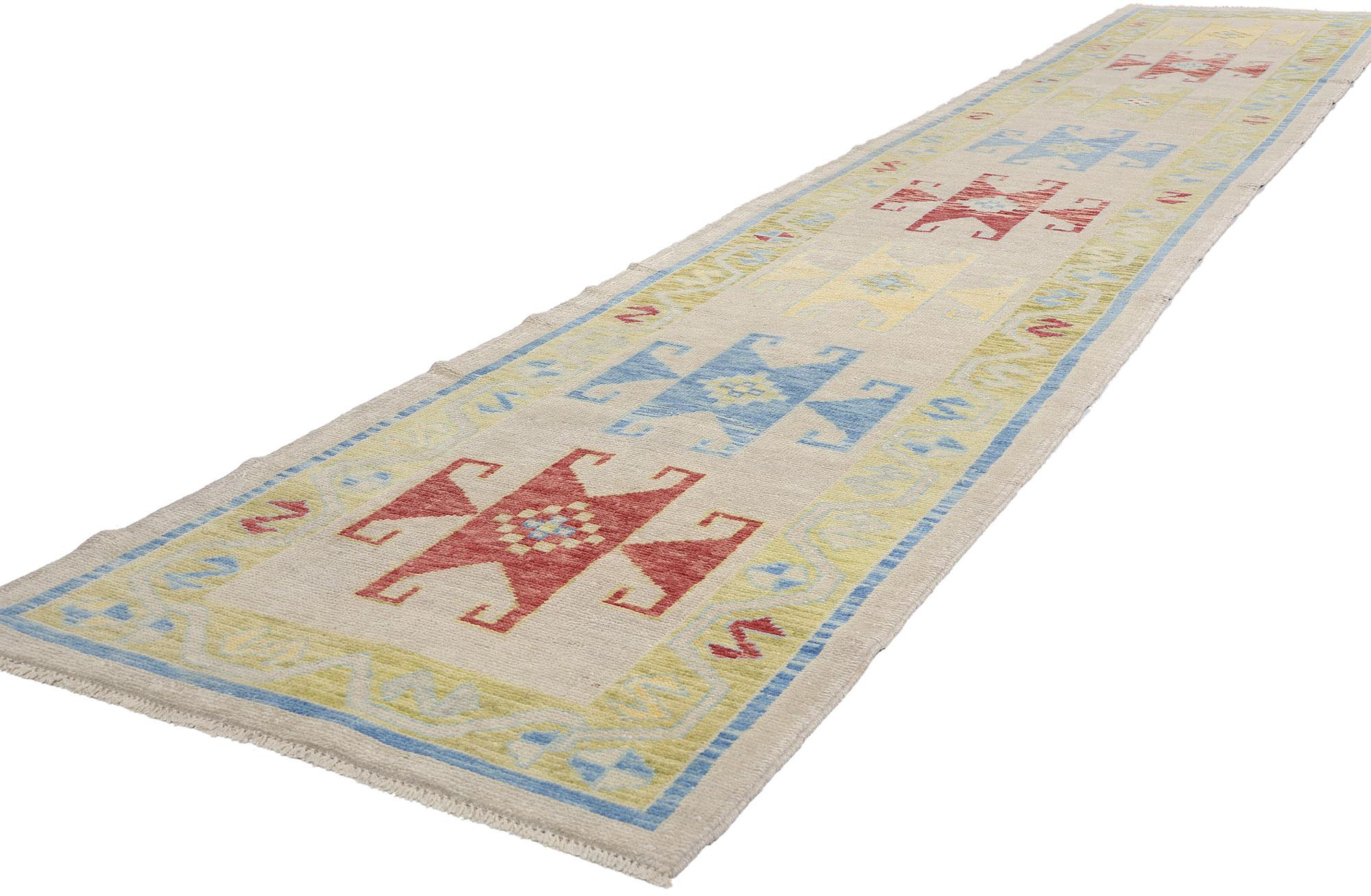 New Modern Colorful Turkish Oushak Carpet with Tribal Style In New Condition For Sale In Dallas, TX
