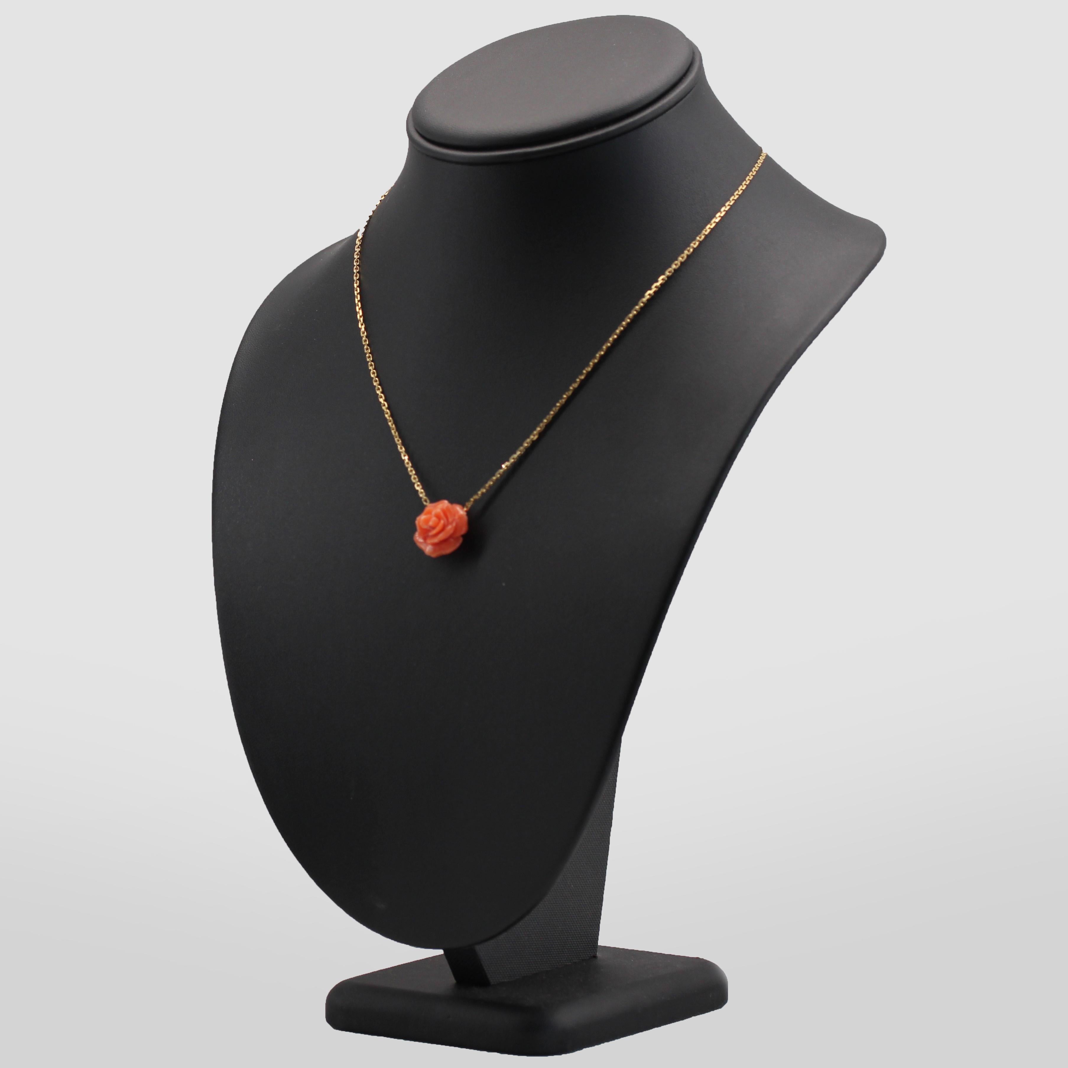 New Modern Coral Rose Shaped 18 Karat Gelbgold Halskette 5