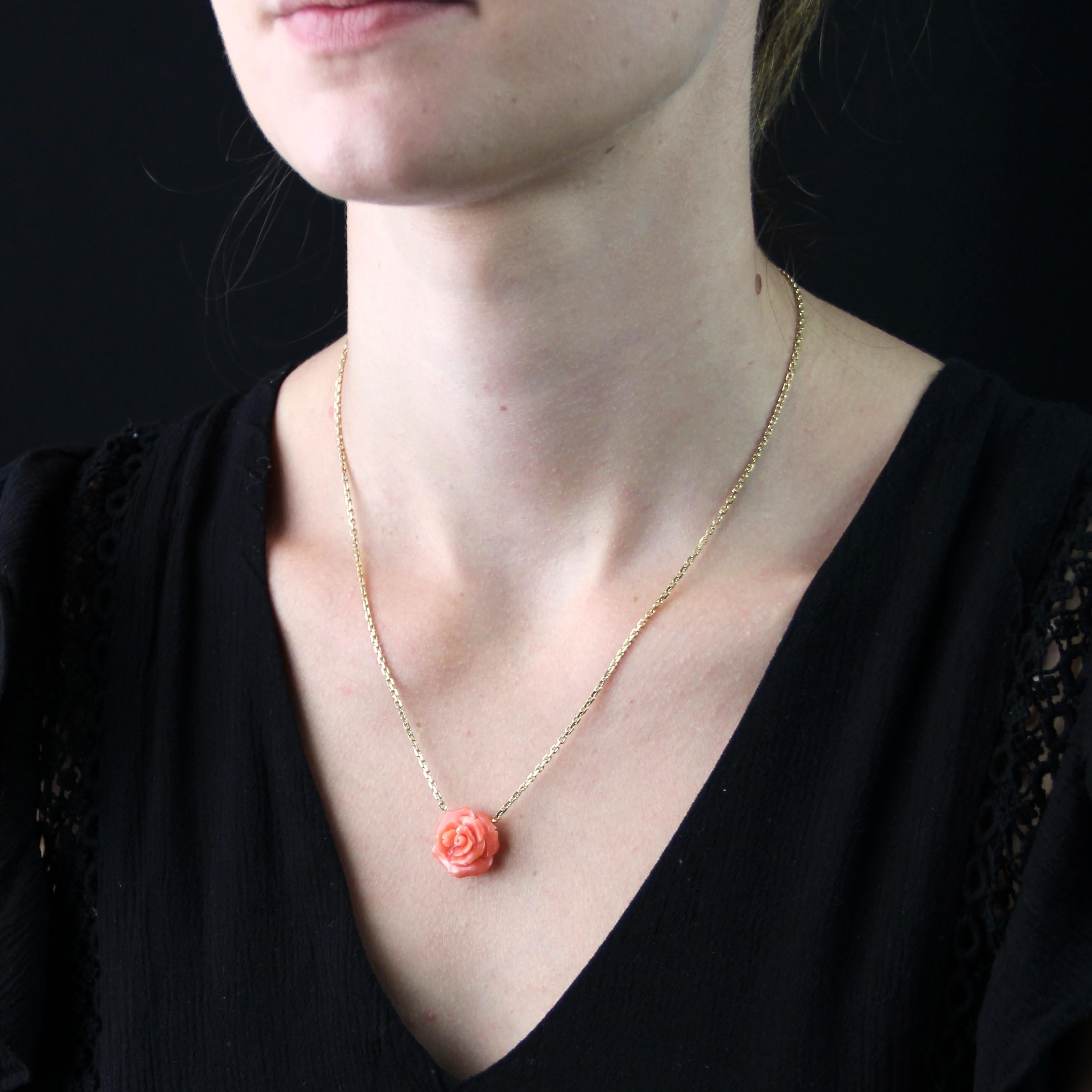 New Modern Coral Rose Shaped 18 Karat Gelbgold Halskette 6