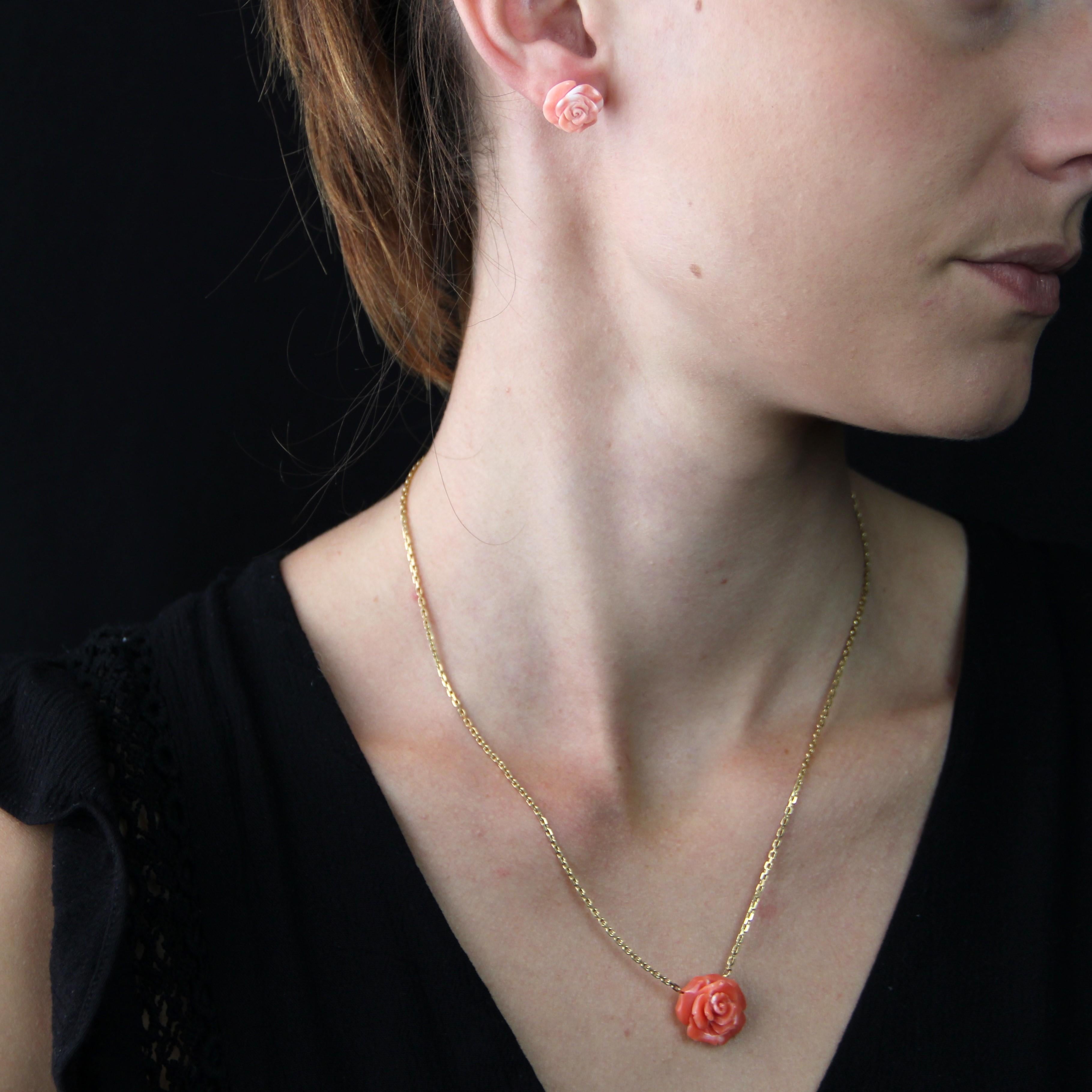 New Modern Coral Rose Shaped 18 Karat Gelbgold Halskette 7