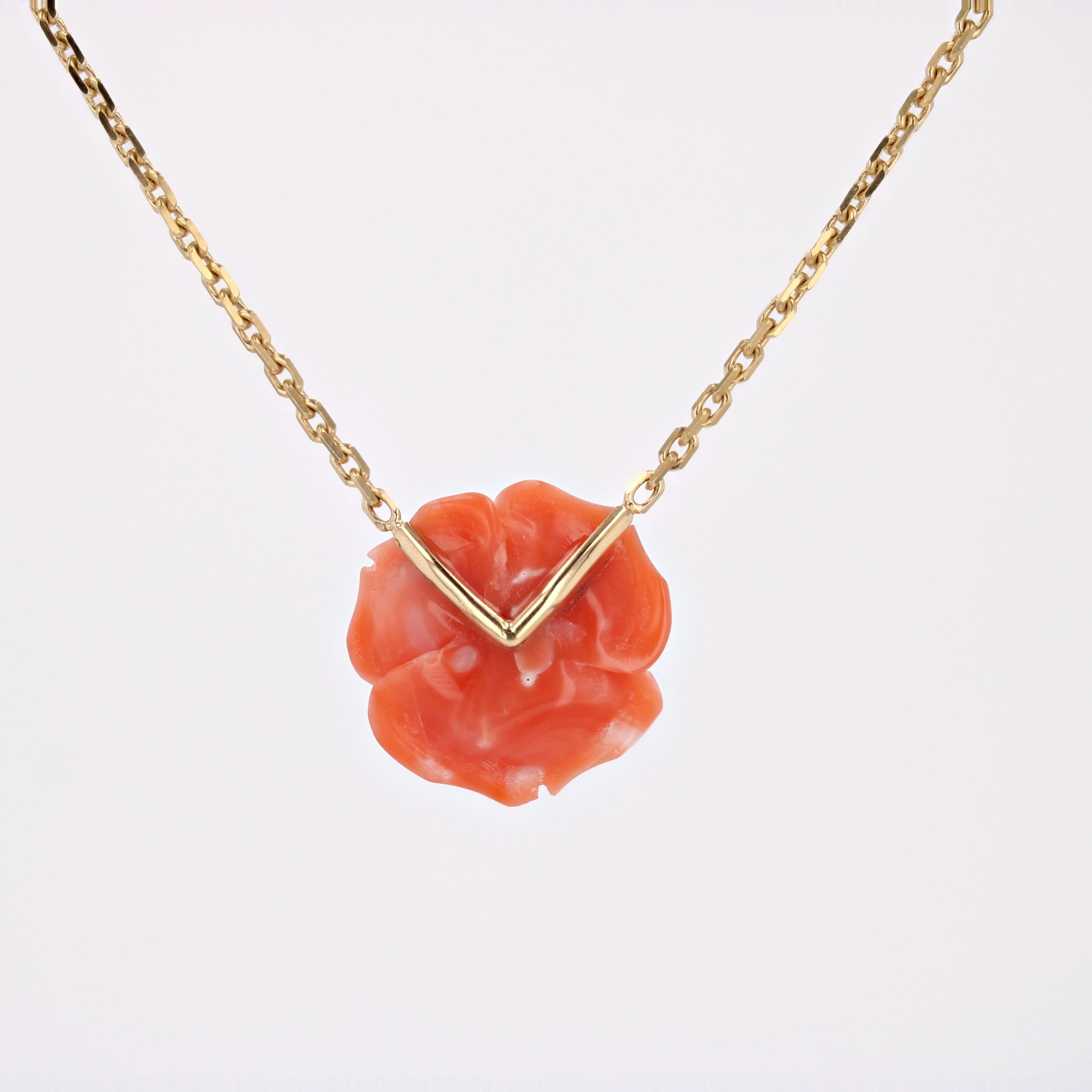 New Modern Coral Rose Shaped 18 Karat Gelbgold Halskette 10