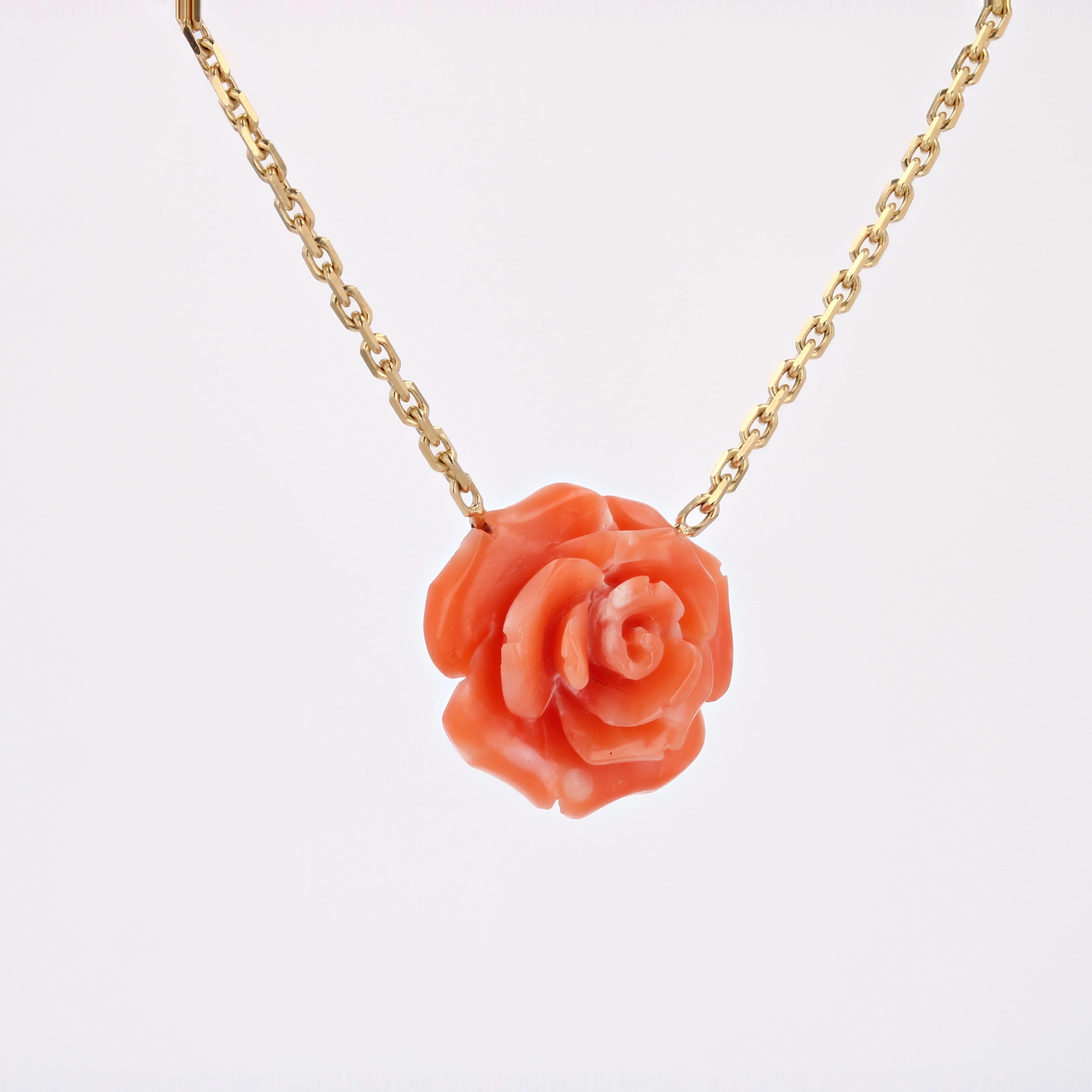 New Modern Coral Rose Shaped 18 Karat Gelbgold Halskette Damen