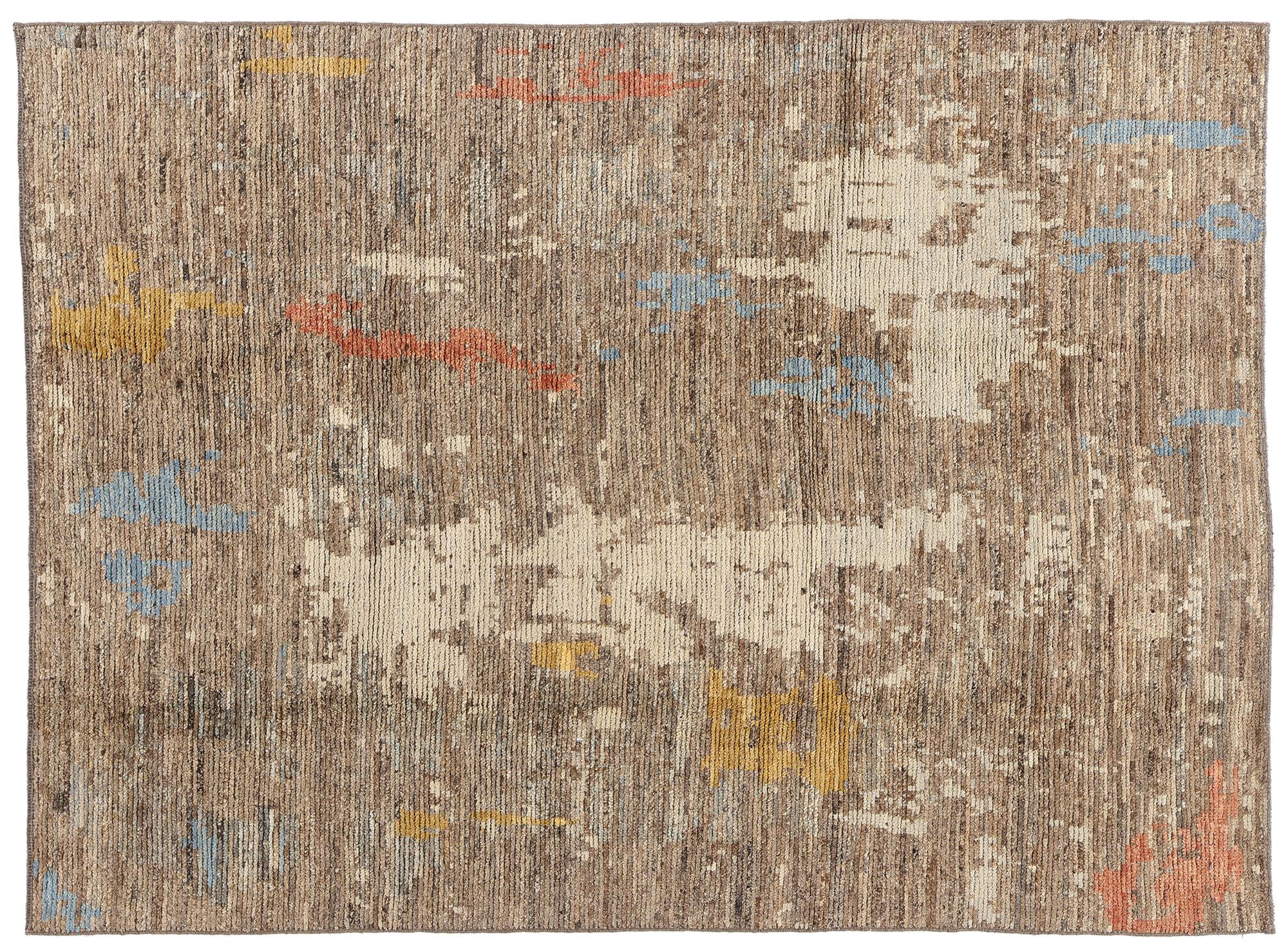 New Modern Desert Brushstrokes Moroccan Carpet with Expressionist Style For Sale 2