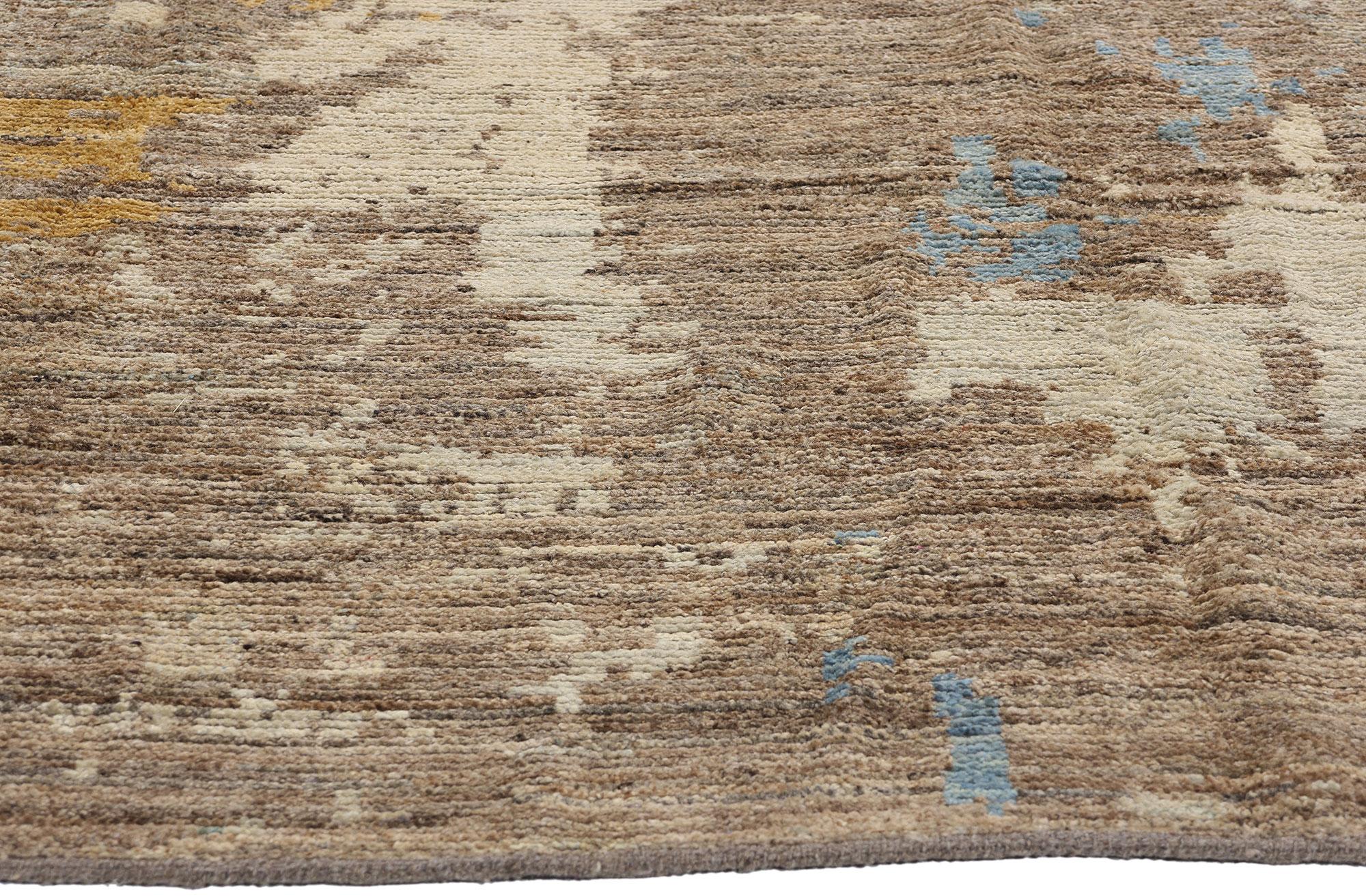 Indian New Modern Desert Brushstrokes Moroccan Carpet with Expressionist Style For Sale