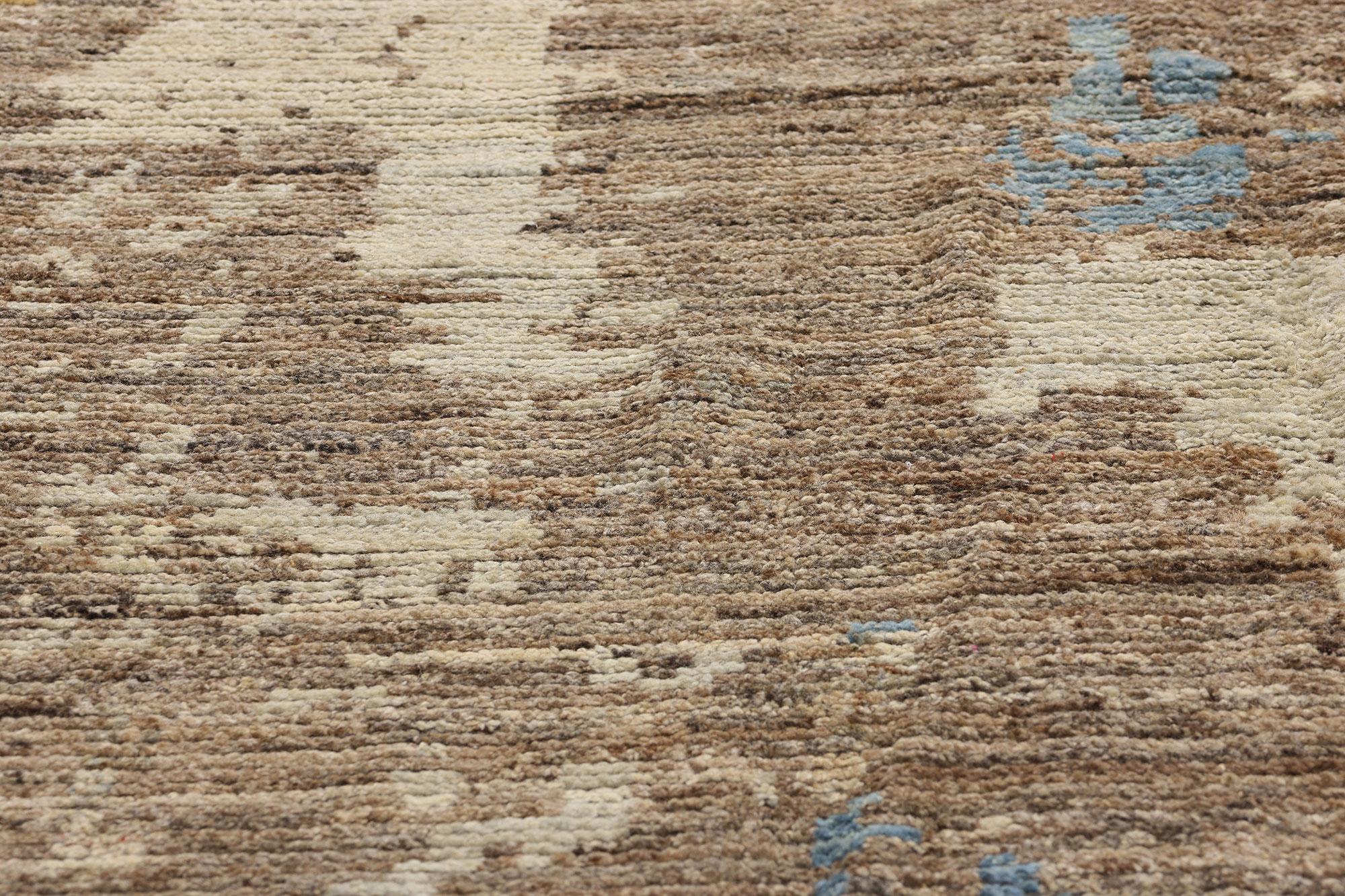 Hand-Knotted New Modern Desert Brushstrokes Moroccan Carpet with Expressionist Style For Sale