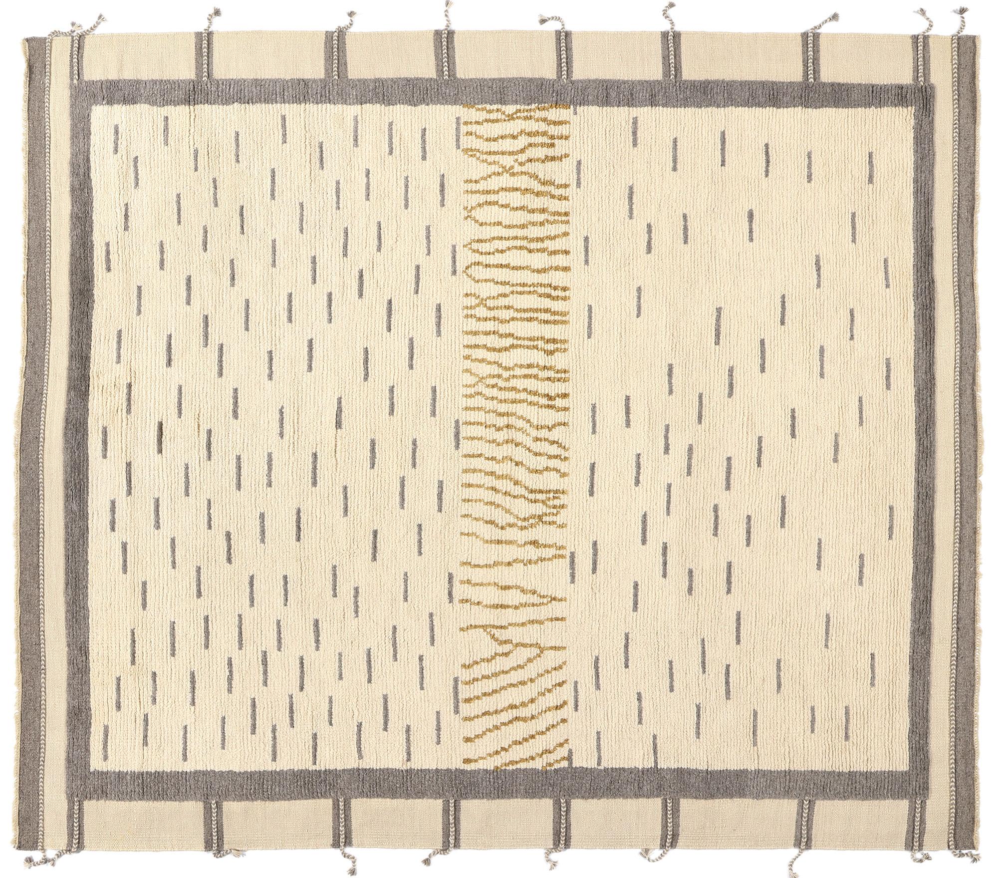 New Modern Desert Striations Moroccan Rug, 08'06 x 09'10 For Sale 2