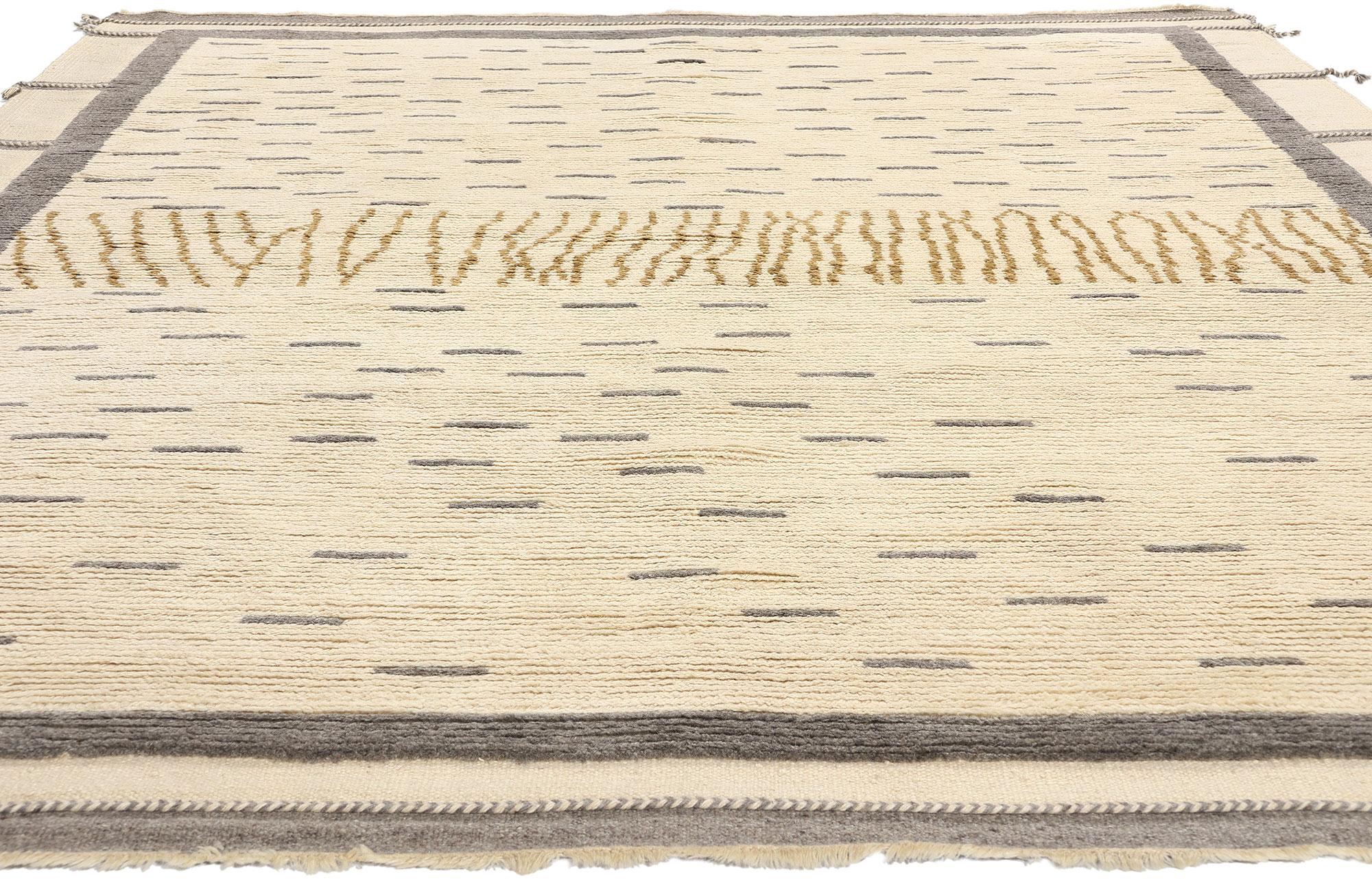 Bohemian New Modern Desert Striations Moroccan Rug, 08'06 x 09'10 For Sale