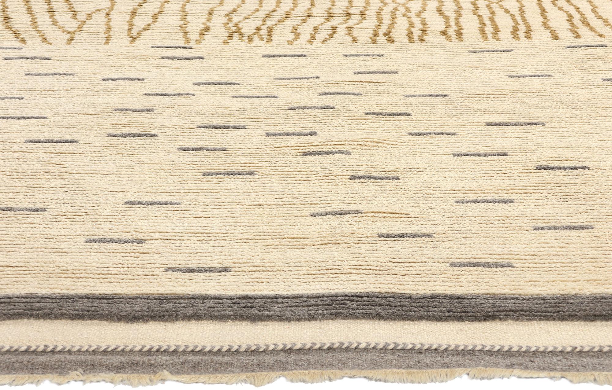 Indian New Modern Desert Striations Moroccan Rug, 08'06 x 09'10 For Sale