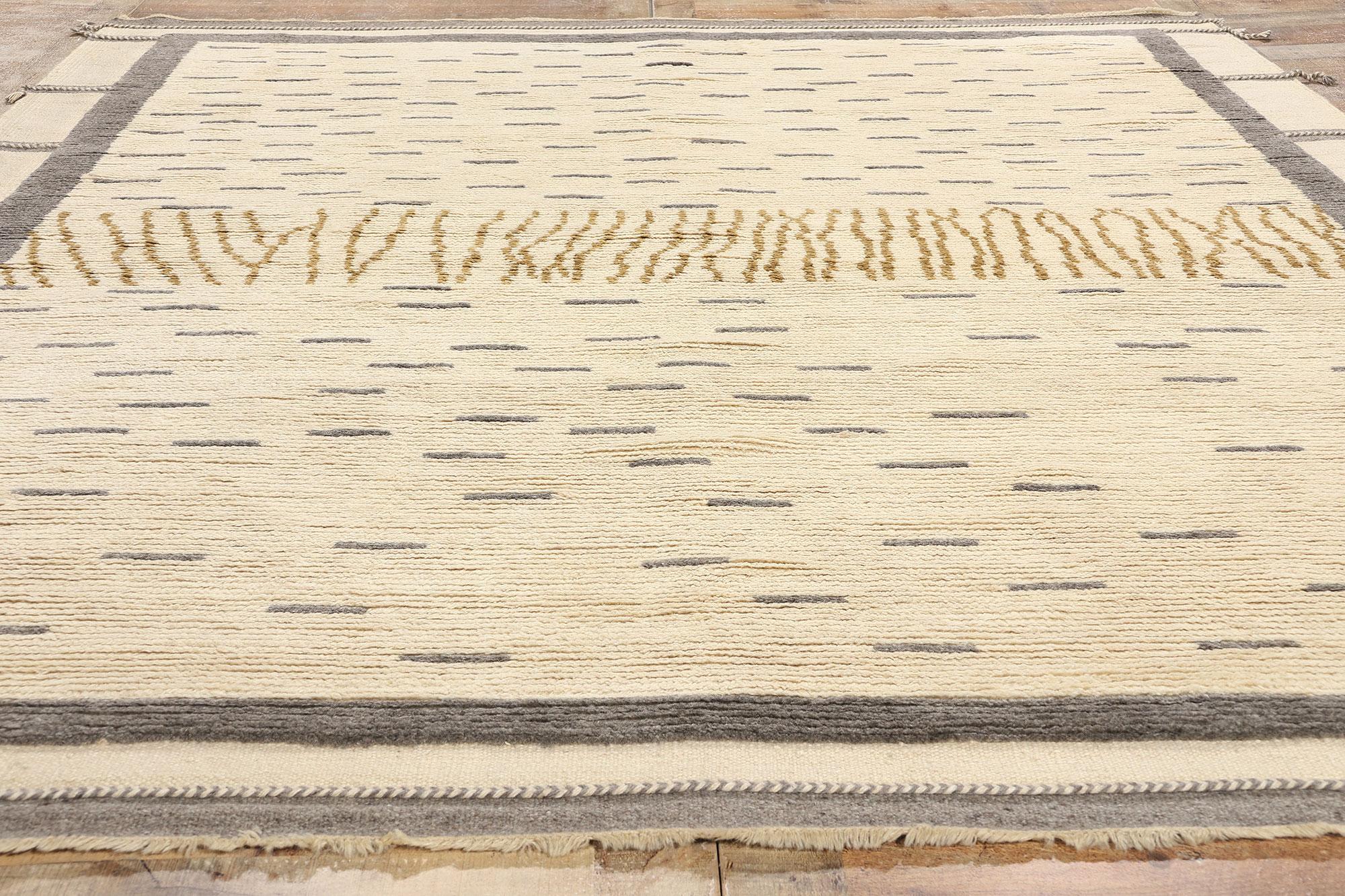Wool New Modern Desert Striations Moroccan Rug, 08'06 x 09'10 For Sale