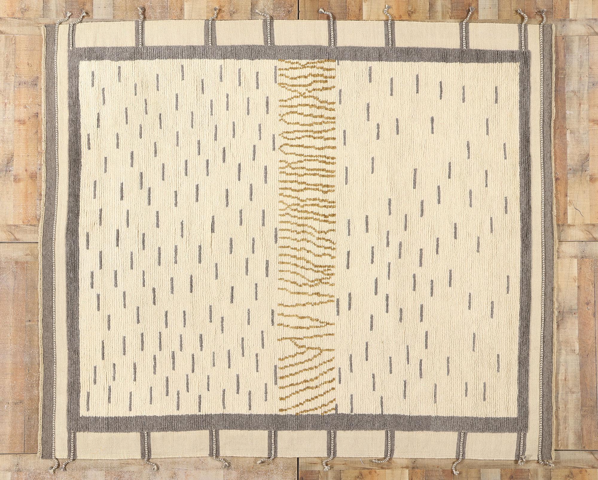New Modern Desert Striations Moroccan Rug, 08'06 x 09'10 For Sale 1