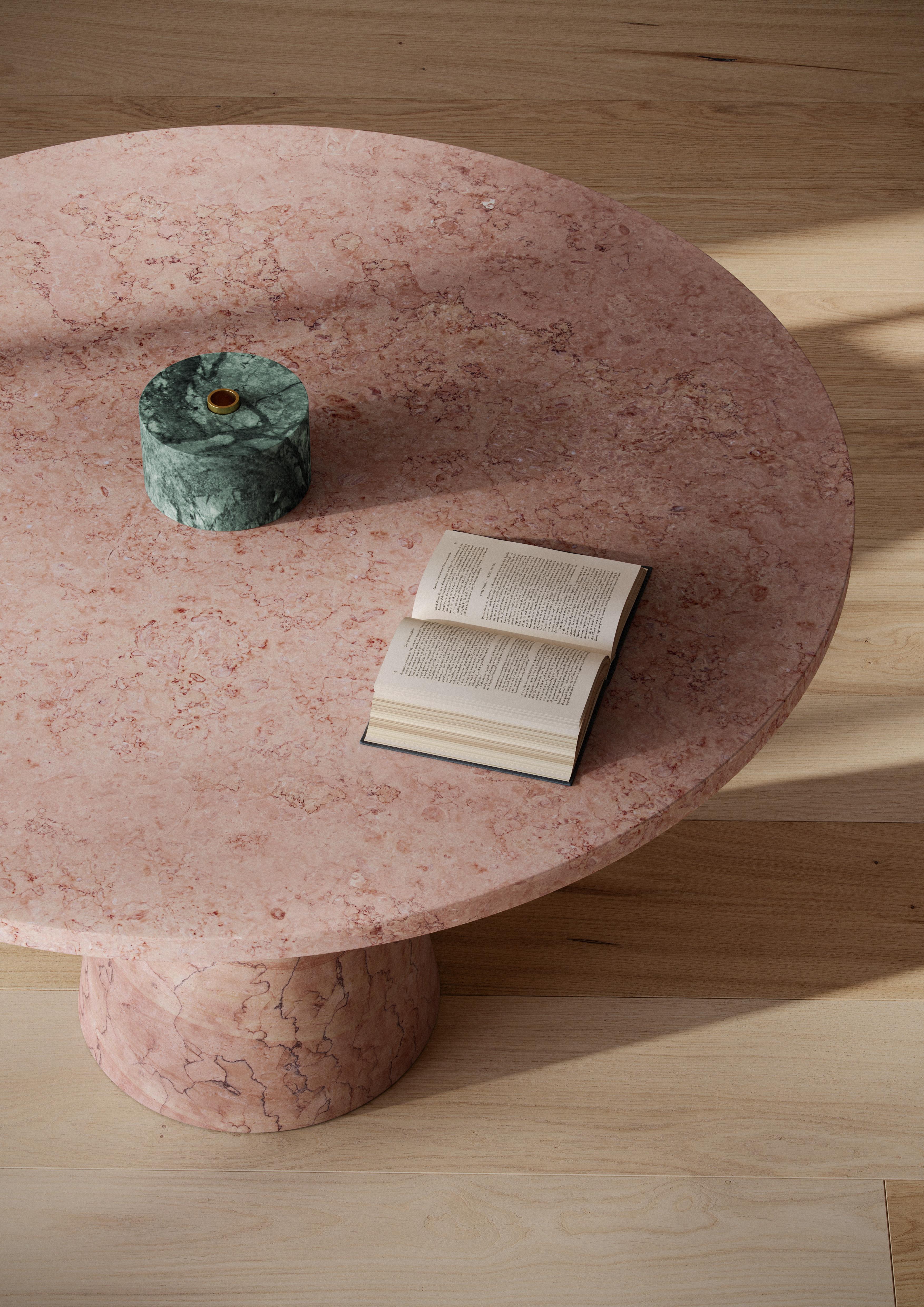 Italian New Modern Dining Table in Marble, Creator Karen Chekerdjian For Sale