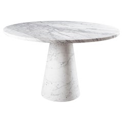 New Modern Dining Table in White Marble, Creator Karen Chekerdjian