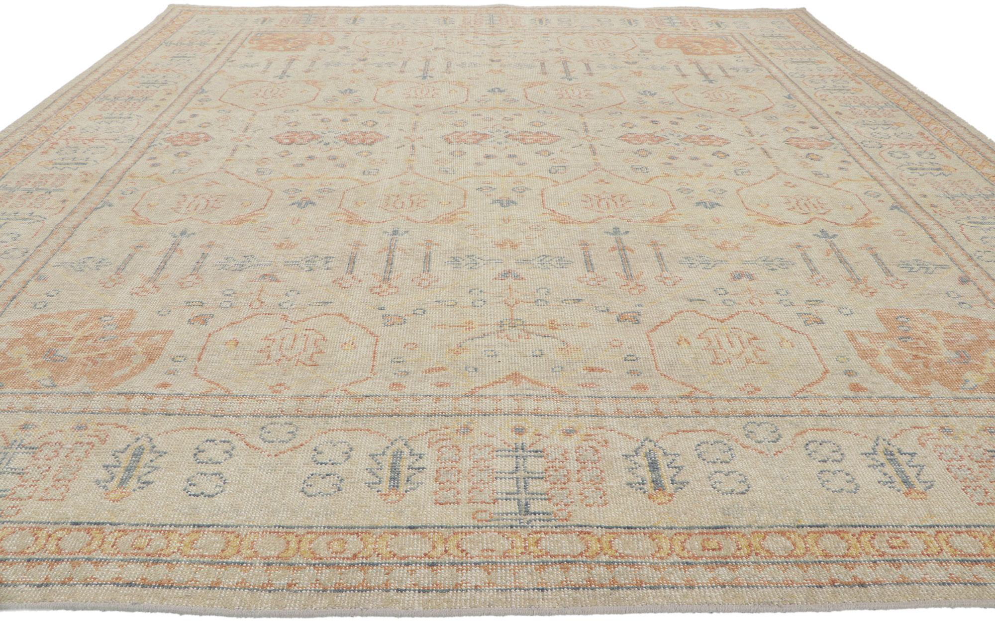 Indian New Modern Distressed Rug with Vintage Style For Sale