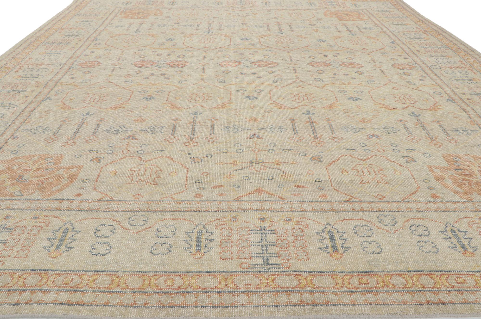 Hand-Knotted New Modern Distressed Rug with Vintage Style For Sale