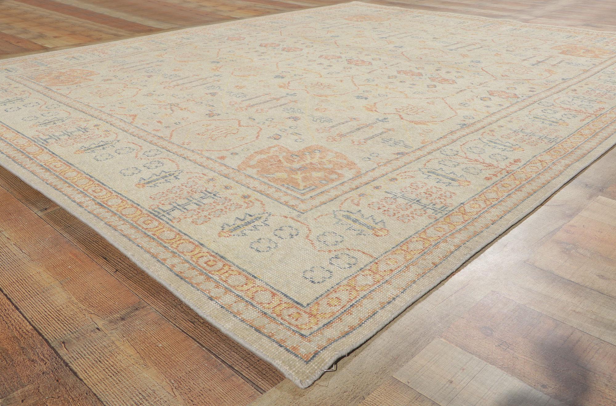Contemporary New Modern Distressed Rug with Vintage Style For Sale