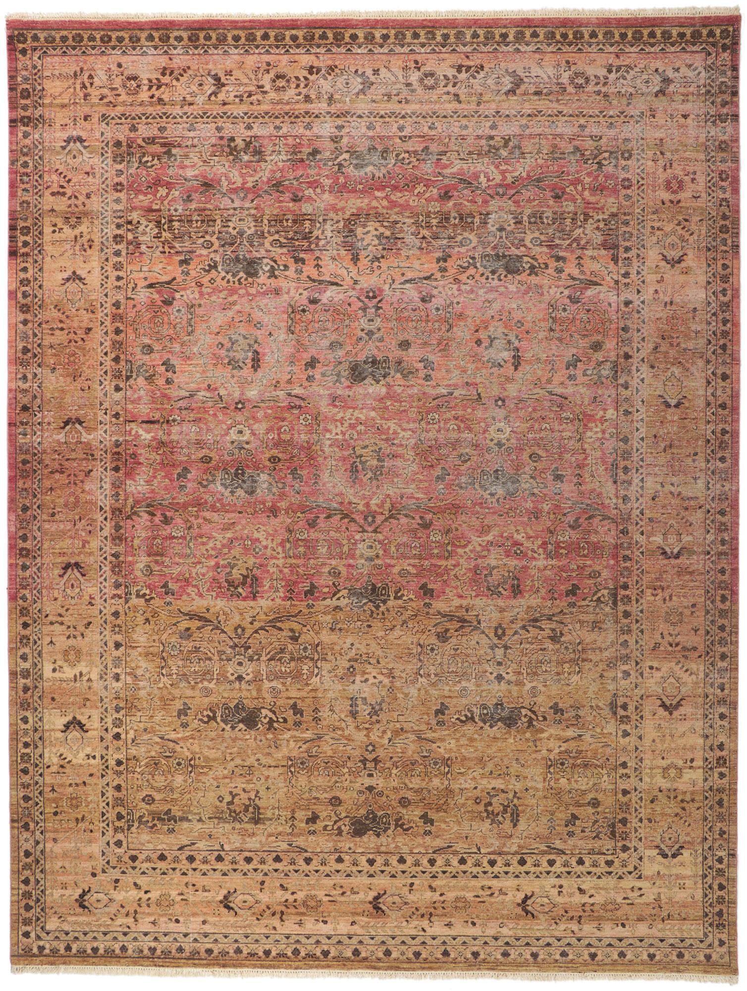 New Vintage-Style Distressed Rug with Rustic Earth-Tone Colors For Sale 2