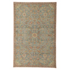 New Vintage-Style Distressed Rug with Soft Earth-Tone Colors