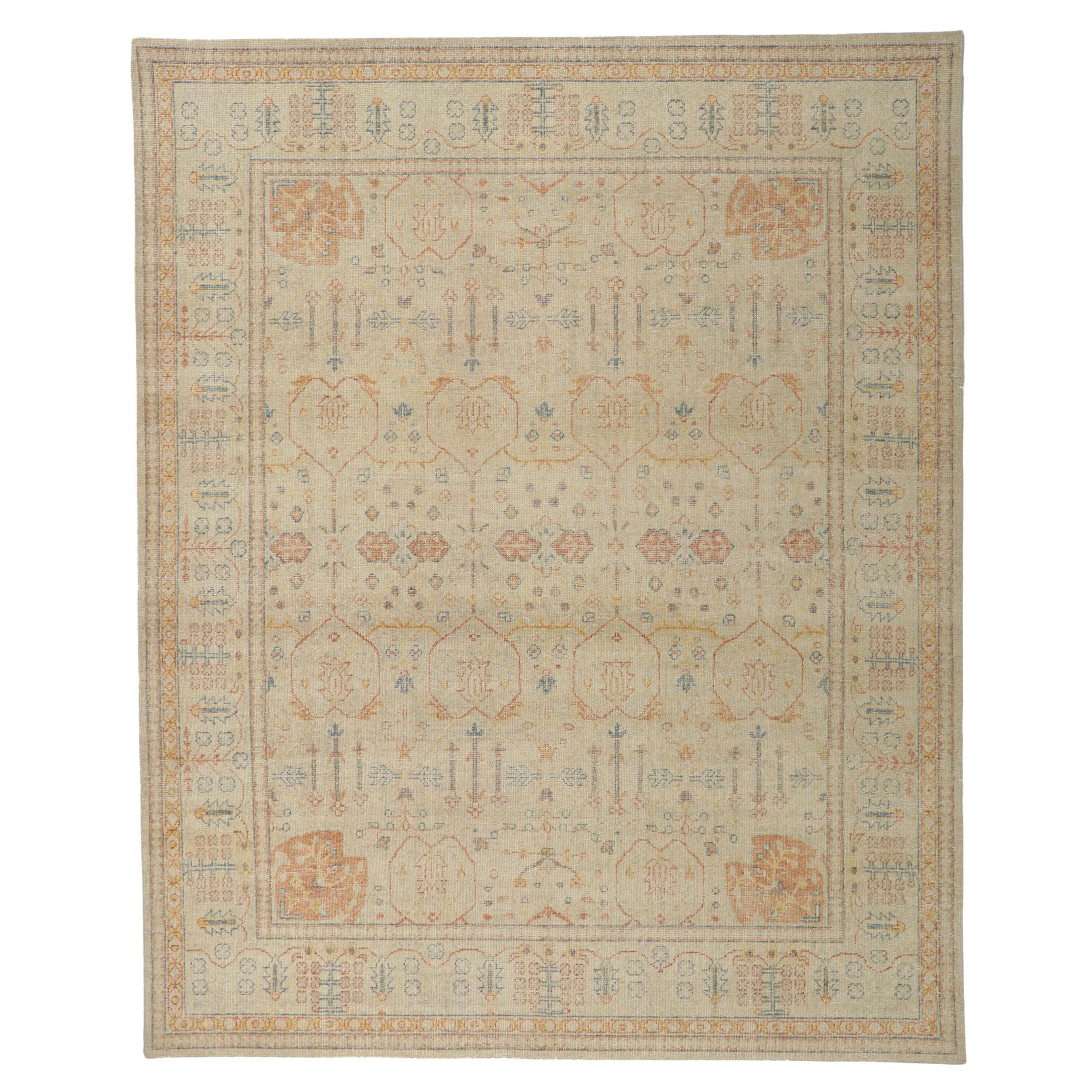 New Modern Distressed Rug with Vintage Style For Sale
