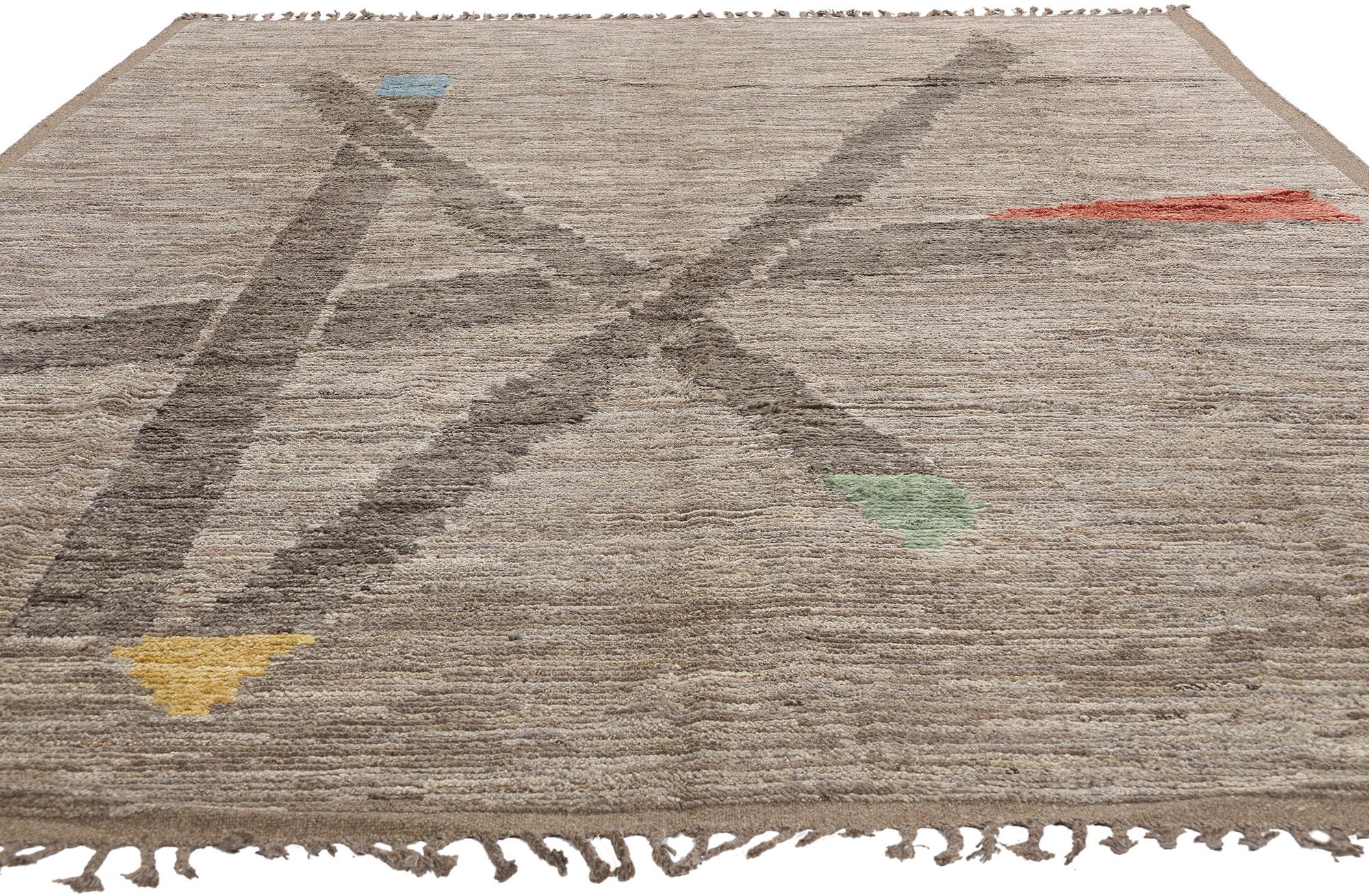 Nueva Alfombra Marroquí de Intersección Dinámica Moderna con Estilo Expresionista Moderno orgánico en venta