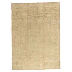 New Modern Earth-Tone Oushak Carpet with Traditional Style