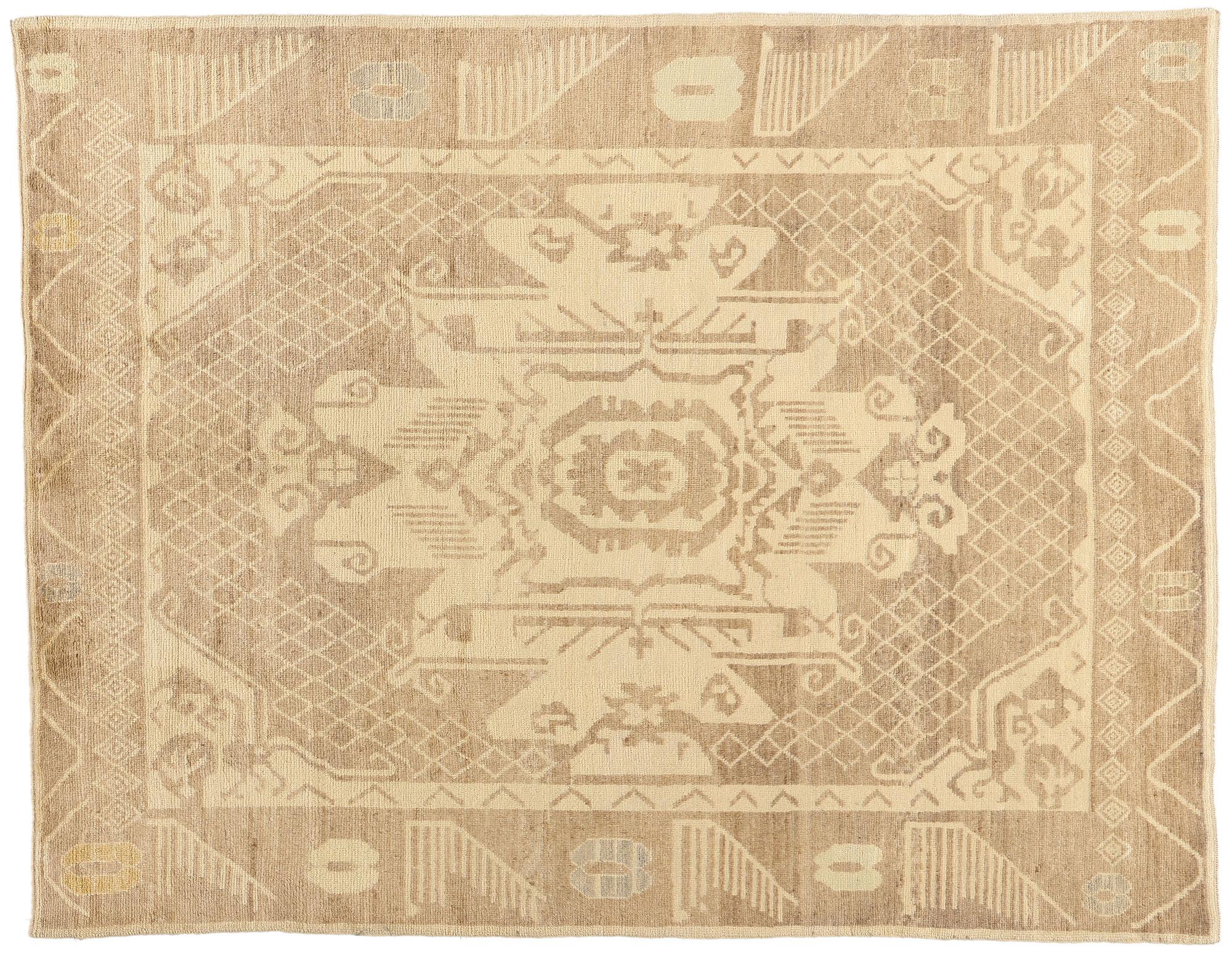 Oushak New Modern Earth-Tone Turkish Kars Carpet with Contemporary Style en vente