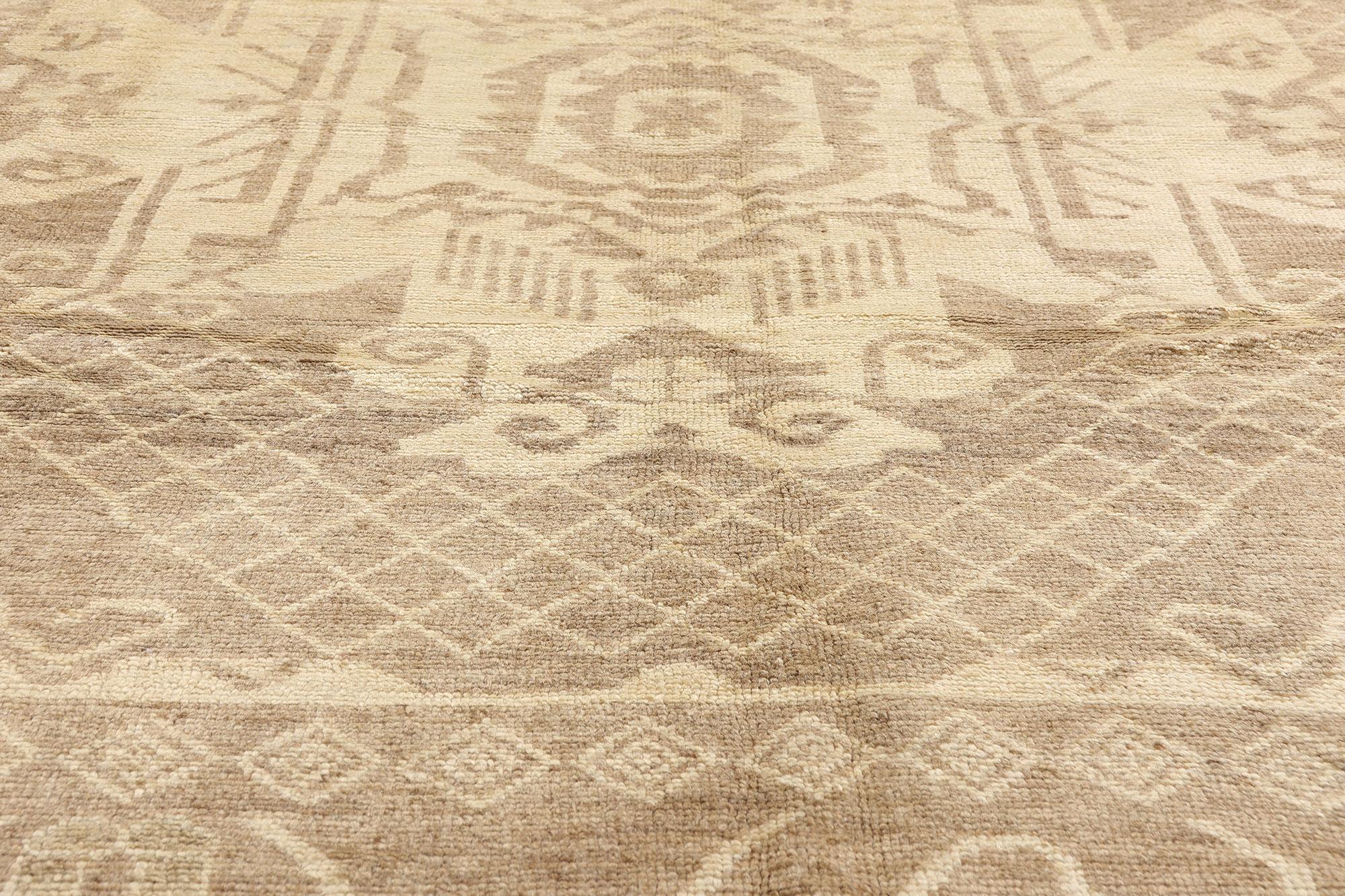 Noué à la main New Modern Earth-Tone Turkish Kars Carpet with Contemporary Style en vente