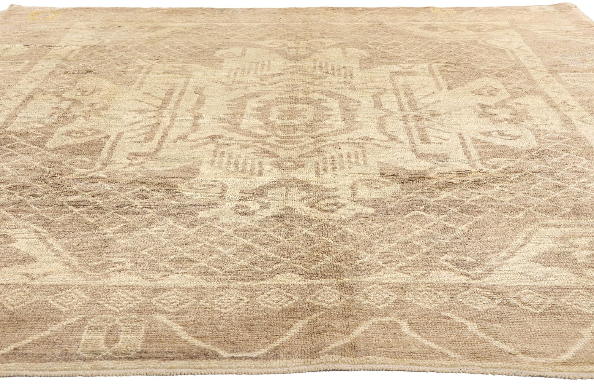 XXIe siècle et contemporain New Modern Earth-Tone Turkish Kars Carpet with Contemporary Style en vente