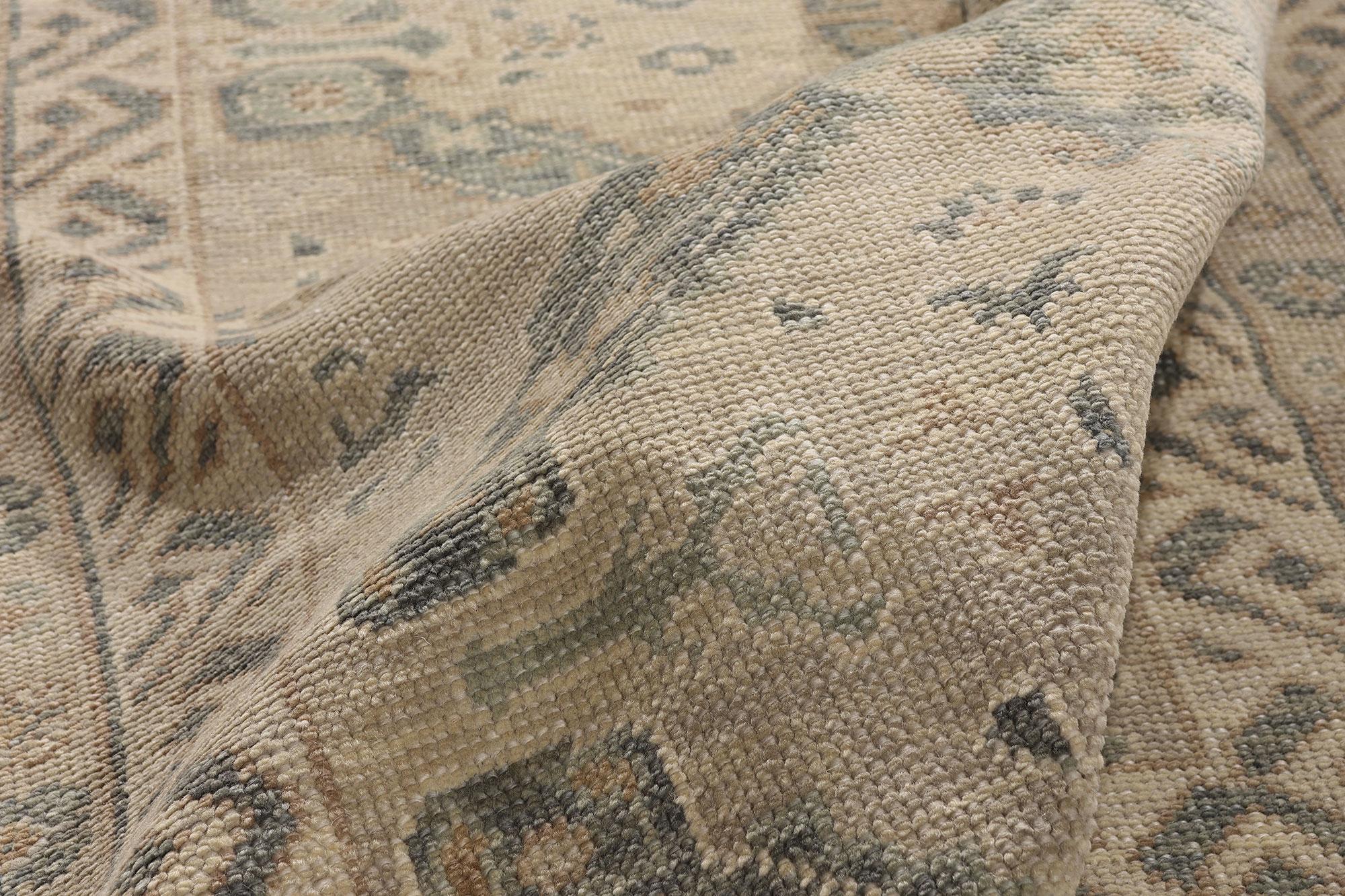 Neuer moderner erdfarbener türkischer Oushak-Teppich im zeitgenössischen Stil (Handgeknüpft) im Angebot