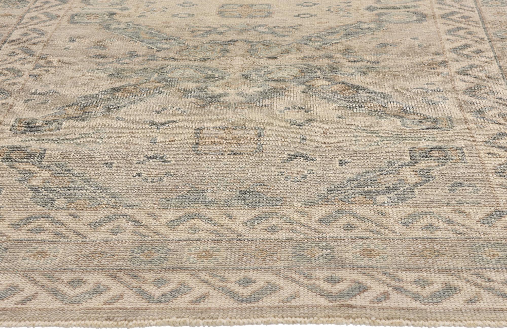 Neuer moderner erdfarbener türkischer Oushak-Teppich im zeitgenössischen Stil (Wolle) im Angebot