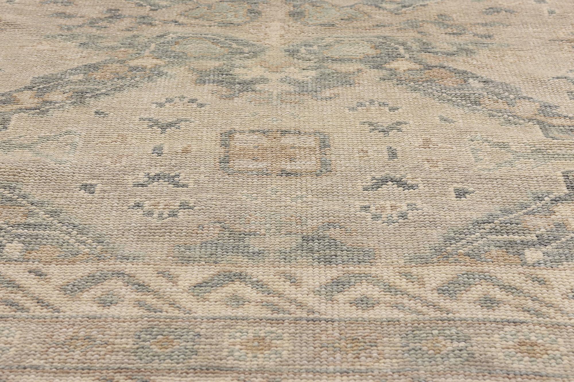 Neuer moderner erdfarbener türkischer Oushak-Teppich im zeitgenössischen Stil im Angebot 1