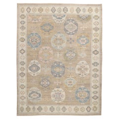 Tapis turc Oushak moderne de couleur terre avec style traditionnel