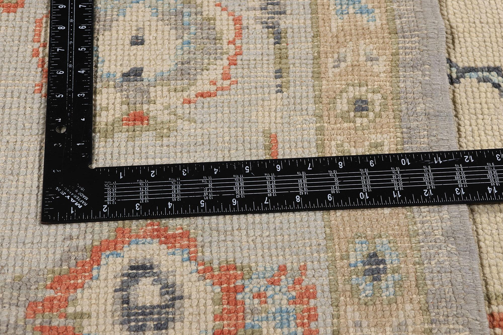 New Modern Earth-Tone Turkish Oushak Rug with Transitional Style For Sale 4