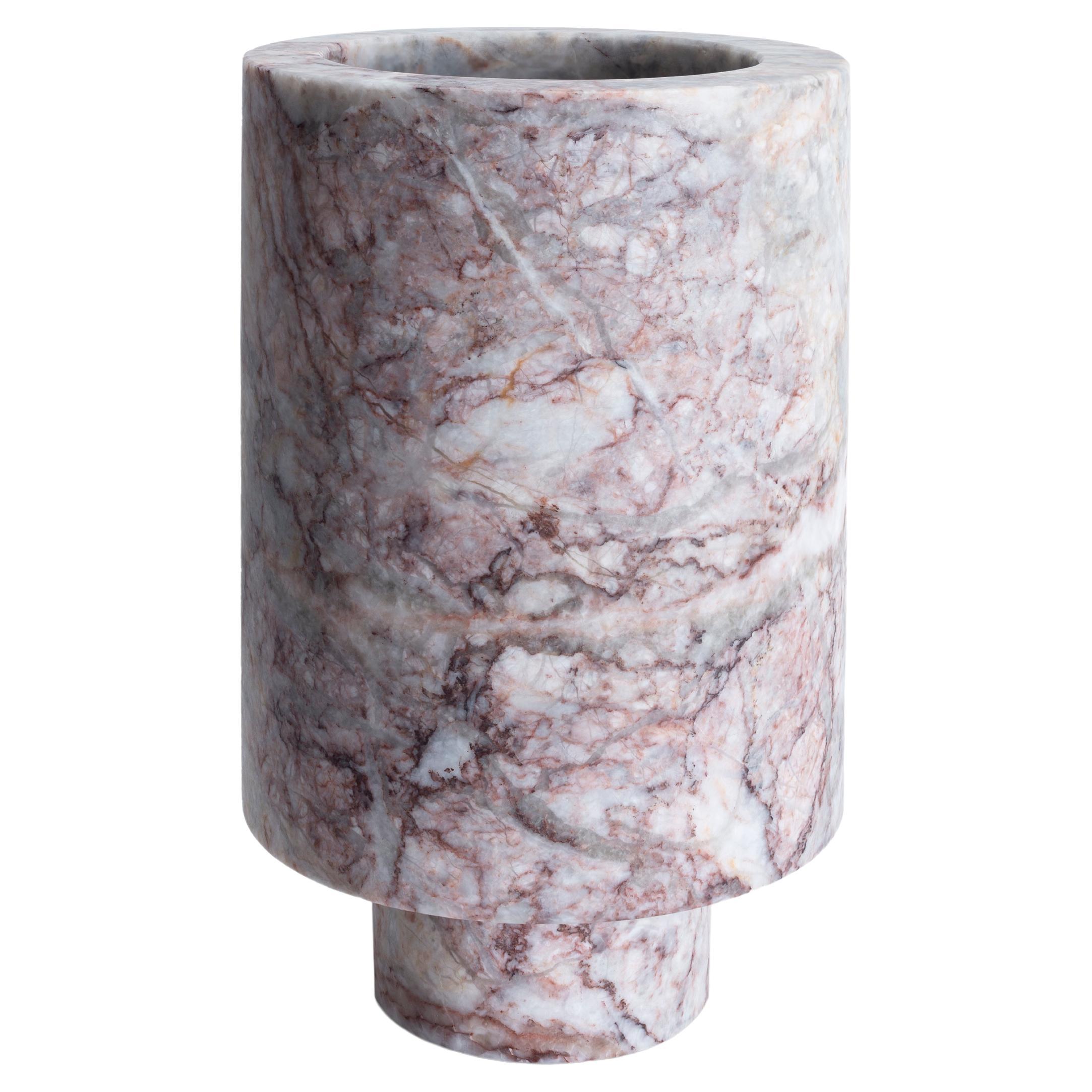 New Modern Flower Vase in Marble, Creator Karen Chekerdjian For Sale