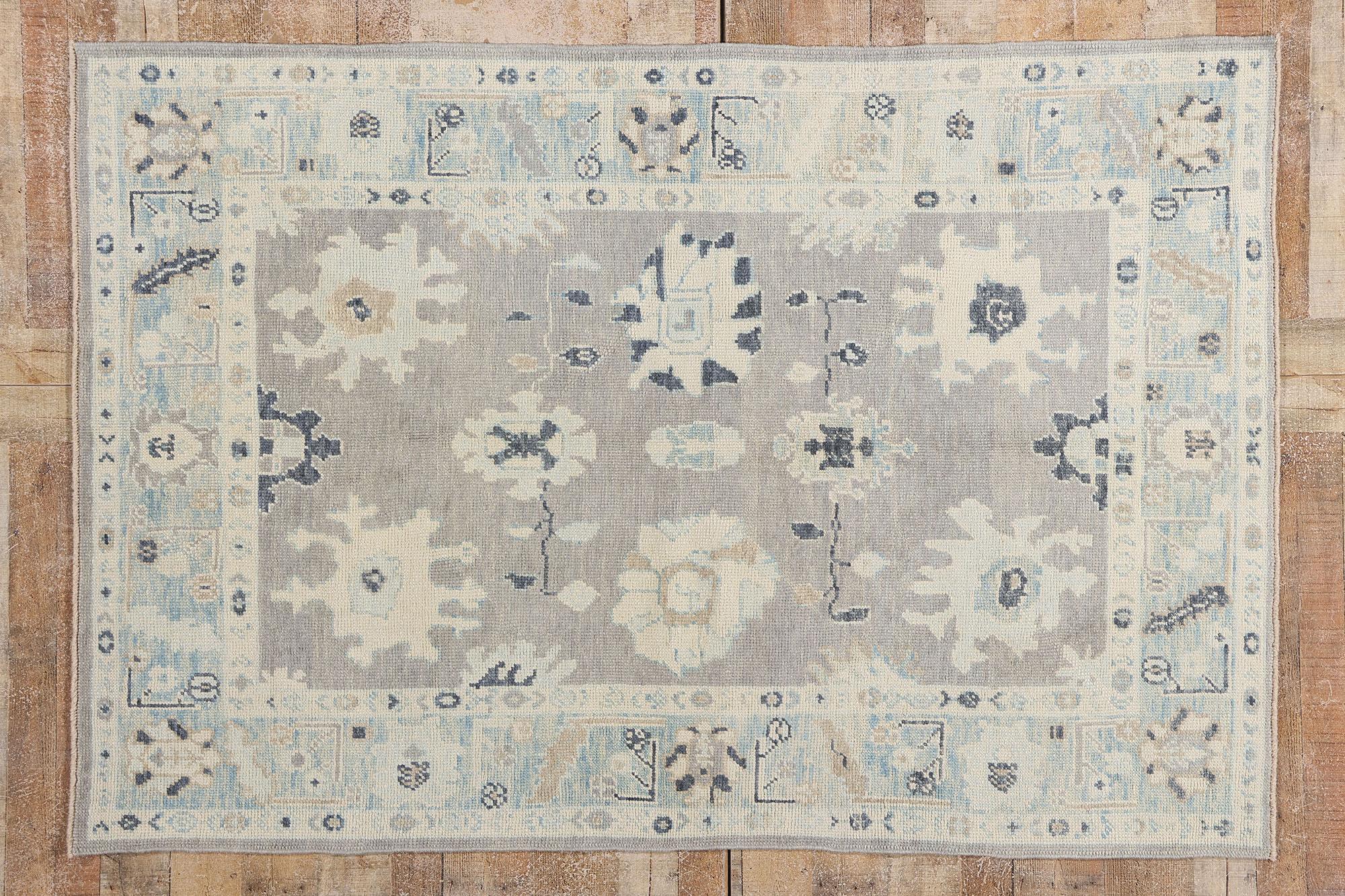 Nuovo tappeto turco Oushak grigio moderno con stile contemporaneo in vendita 3