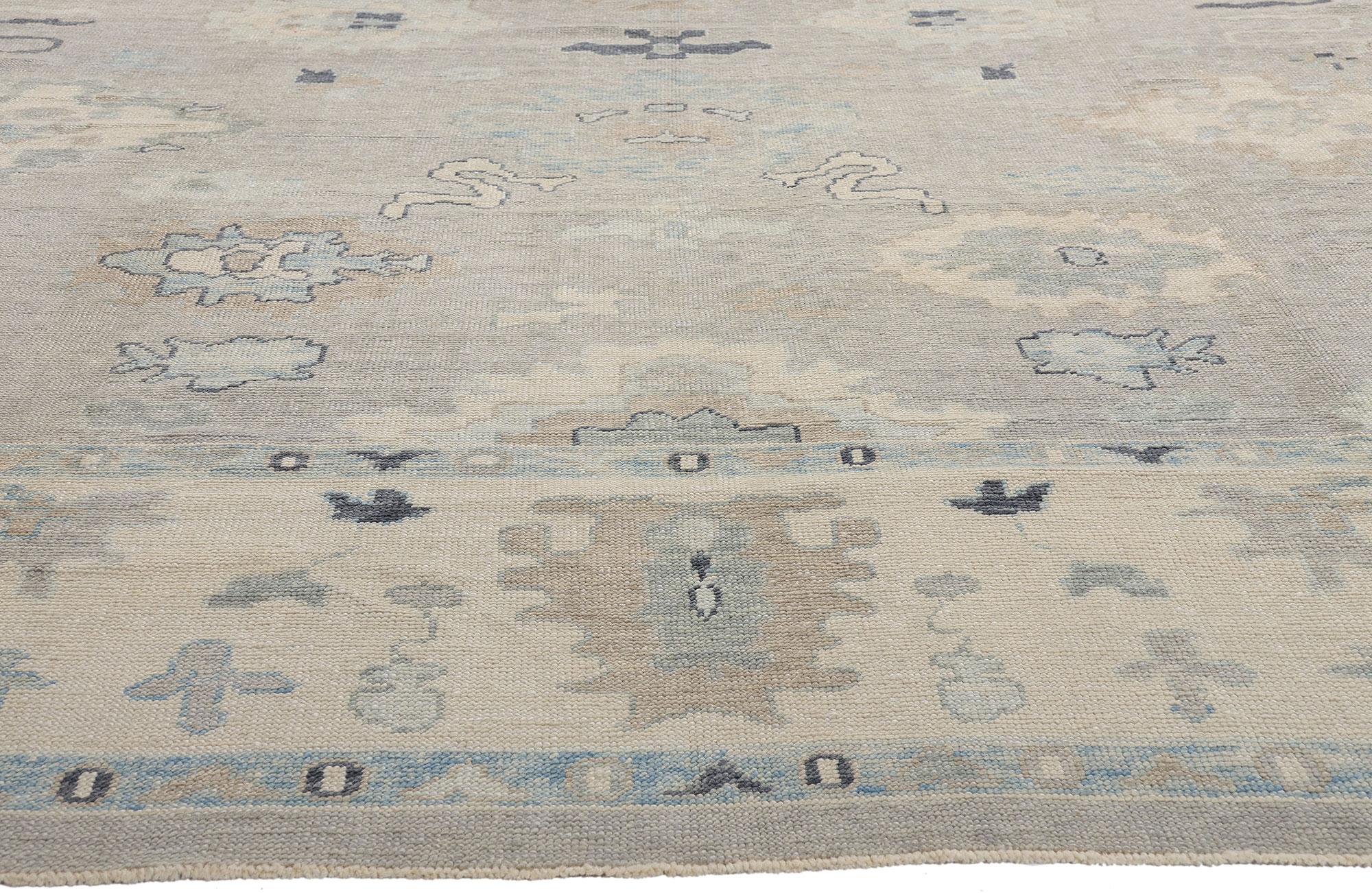 New Modern Gray Turkish Oushak Carpet with Contemporary Style In New Condition For Sale In Dallas, TX
