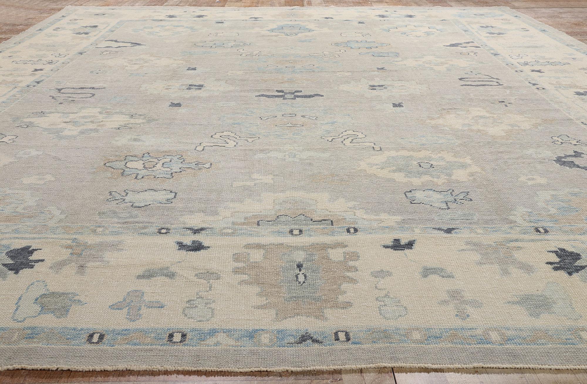New Modern Gray Turkish Oushak Carpet with Contemporary Style For Sale 1