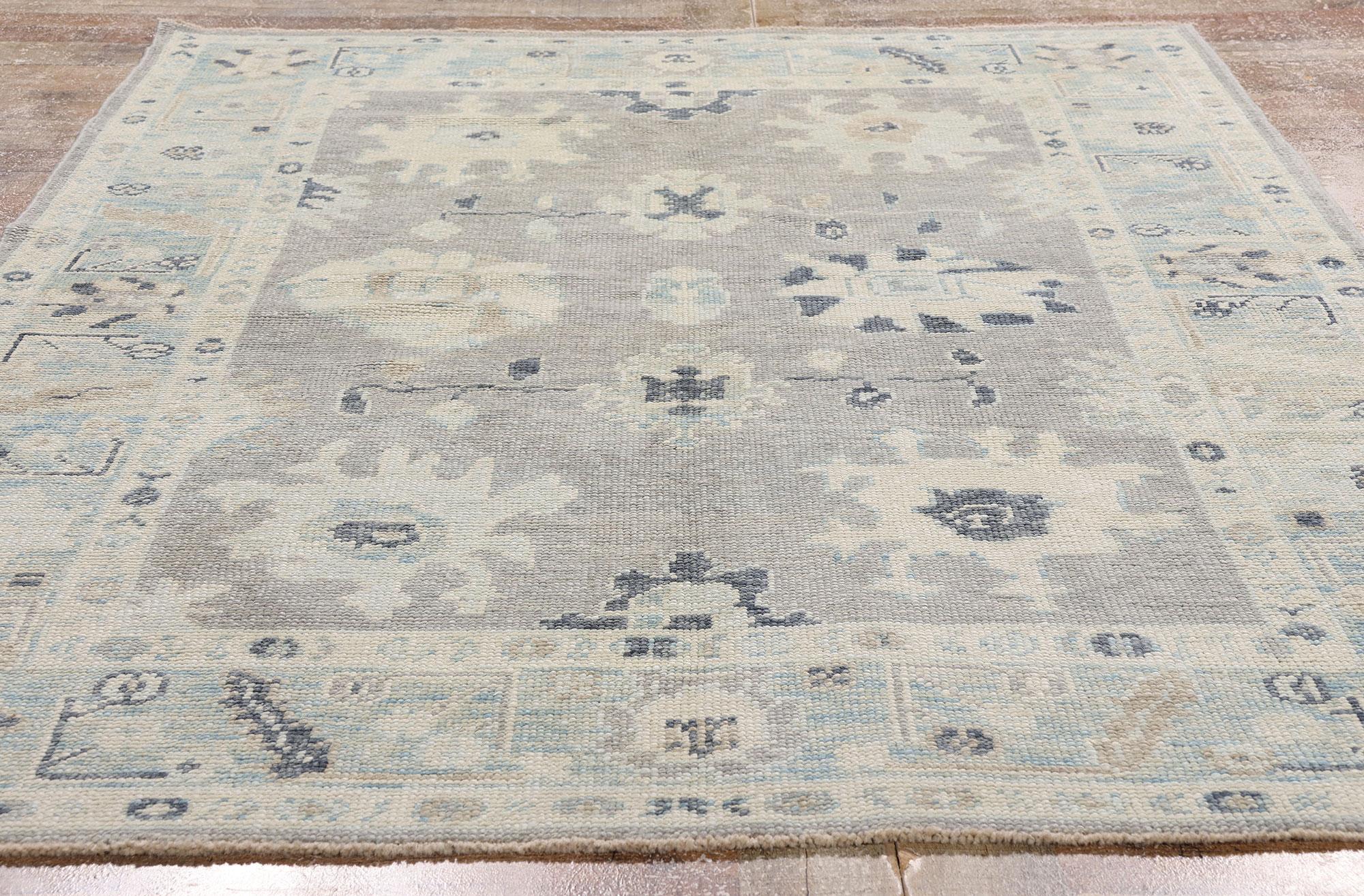 XXI secolo e contemporaneo Nuovo tappeto turco Oushak grigio moderno con stile contemporaneo in vendita